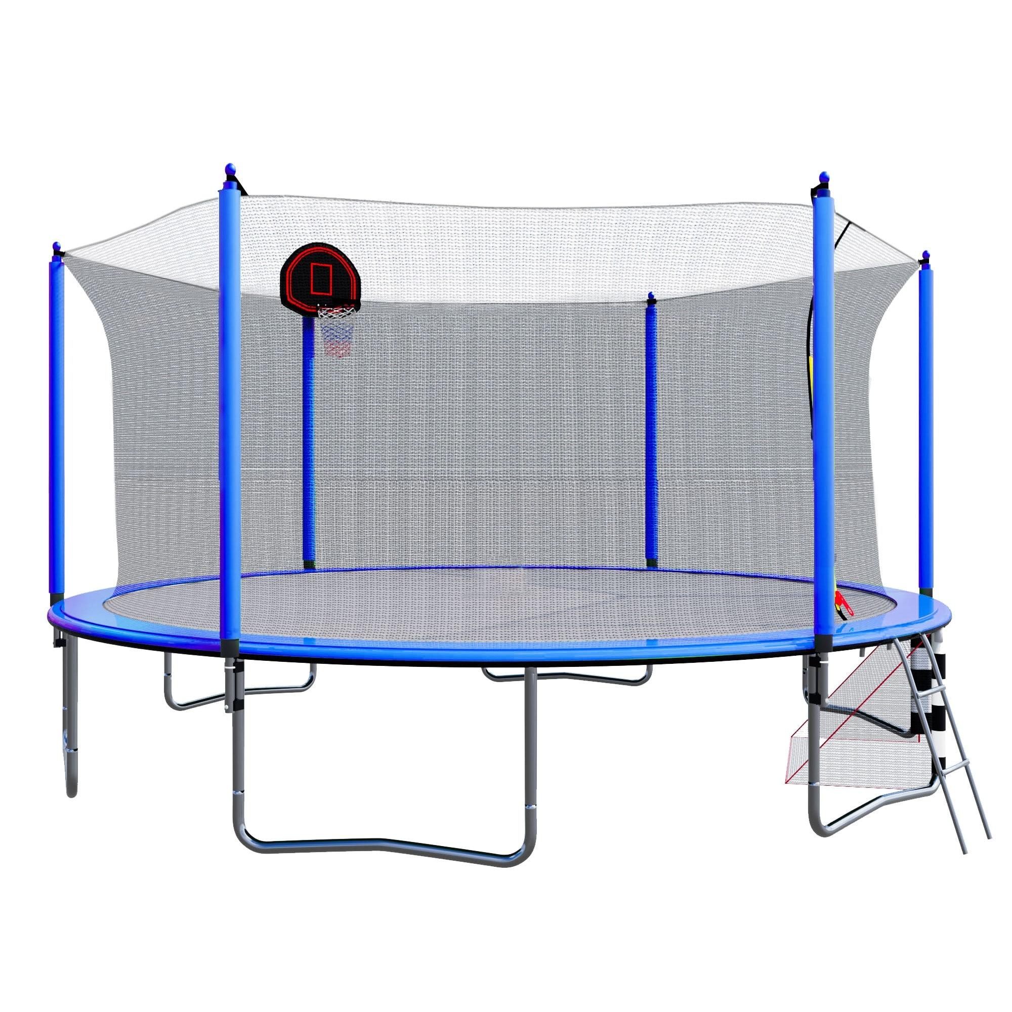 SHANRUGUOJI 16Ft Trampoline With Basketball Hoop Pump And Ladder(Inner Safety Enclosure) With Soccer Goal