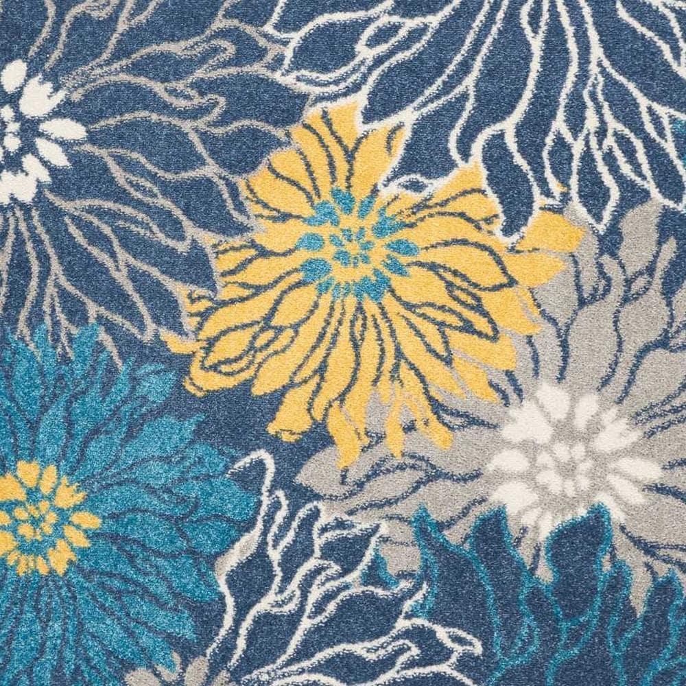 4â€™ x 6â€™ Blue Tropical Flower Area Rug