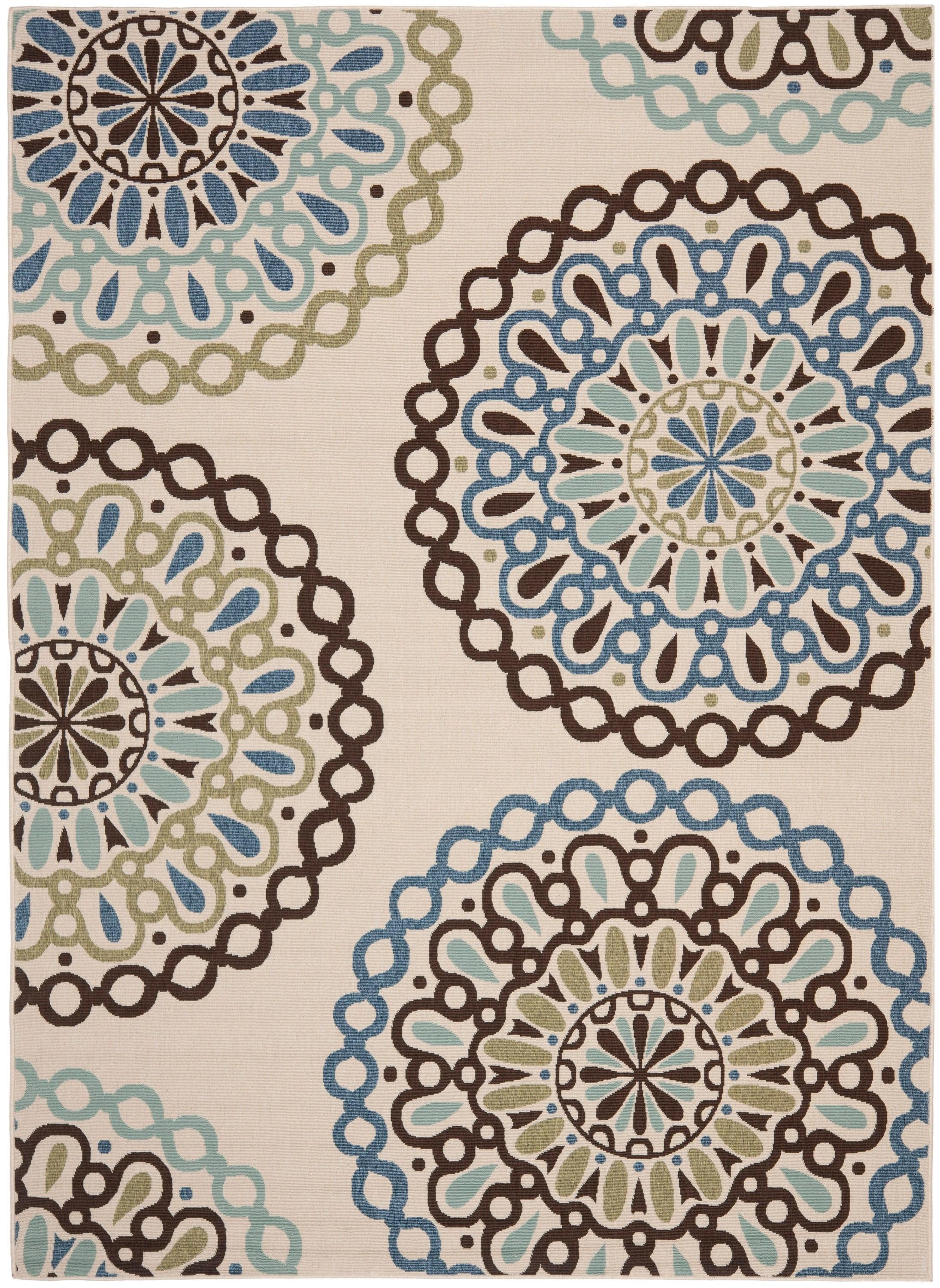 Veranda VER092 Power Loomed Indoor/Outdoor Area Rug - Cream/Blue - 9'x12' - Safavieh