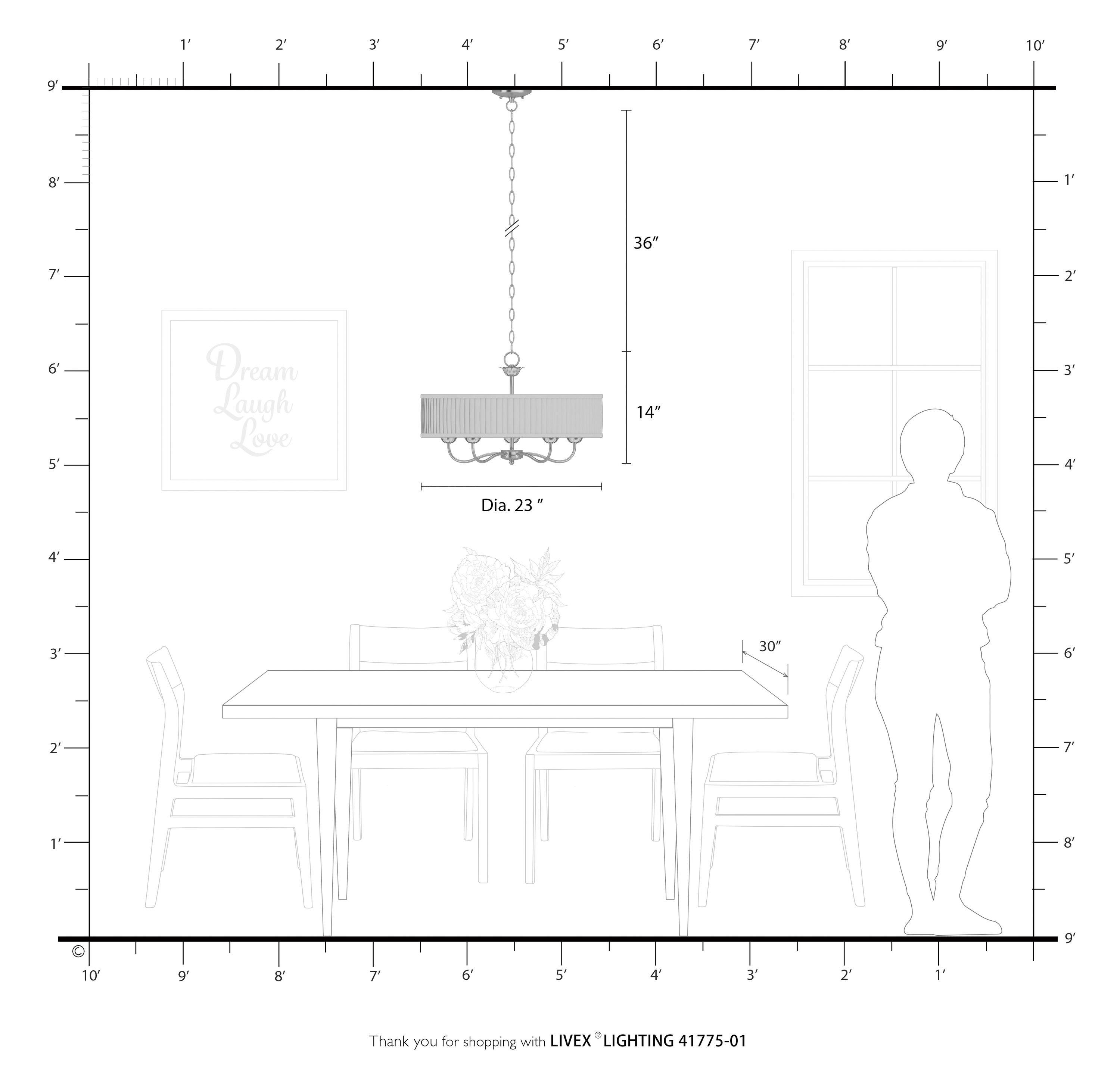 Livex Lighting Edinburgh 5 - Light Pendant in  Antique Brass