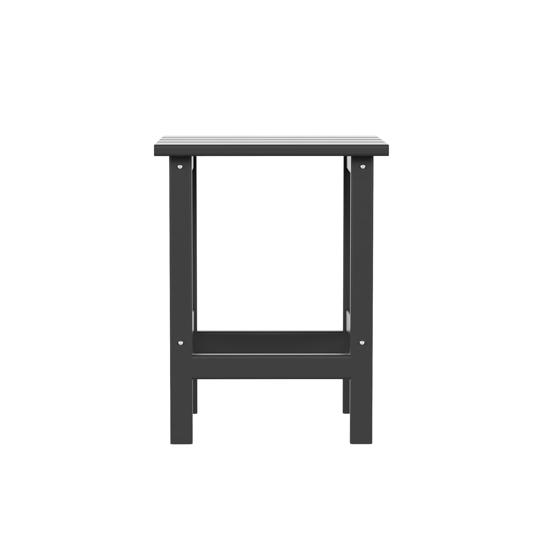 Polytrends  Laguna Hdpe All Weather Outdoor Patio Square Side Table Gray