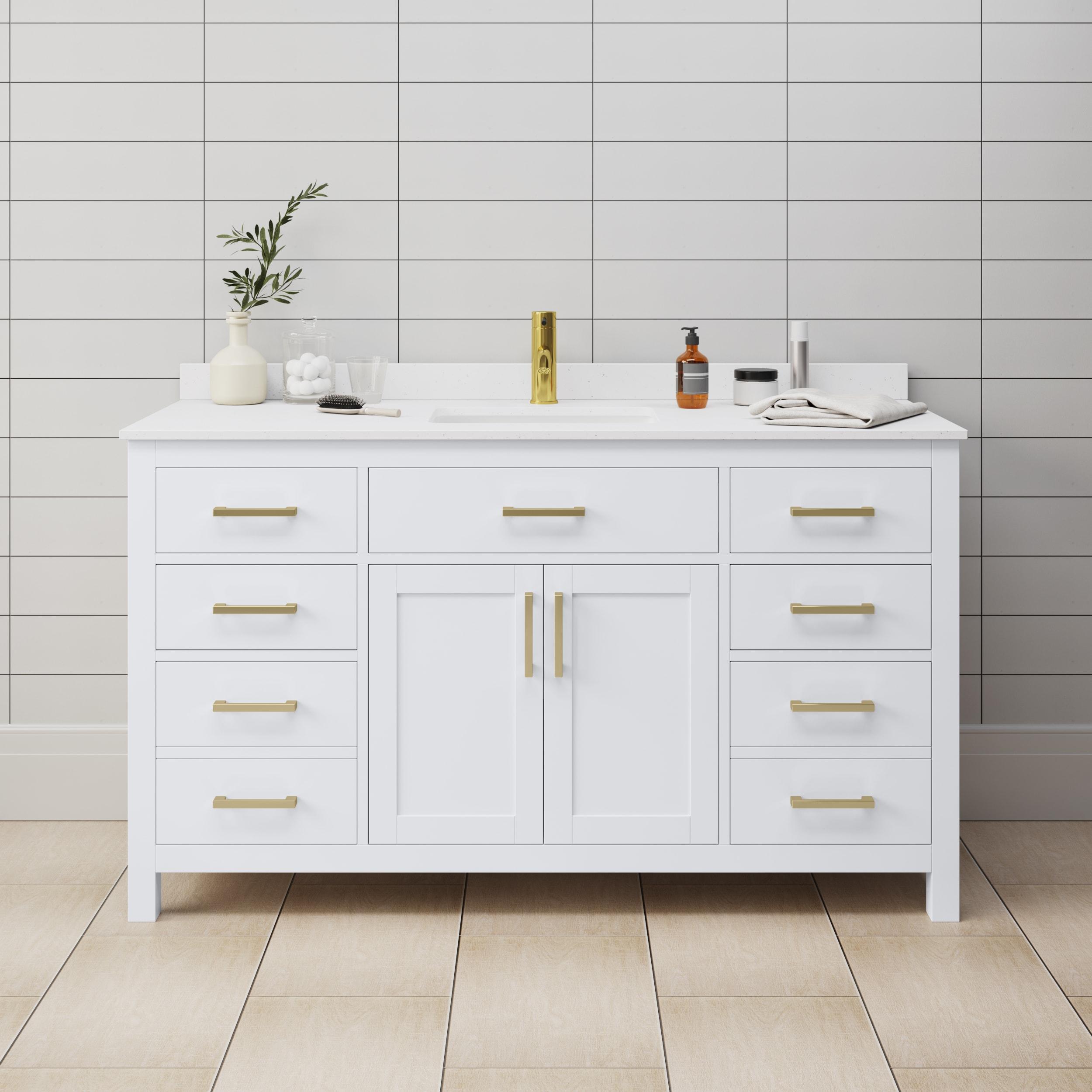 Beckett 60" Freestanding Single Bathroom Vanity with Cultured Marble Top