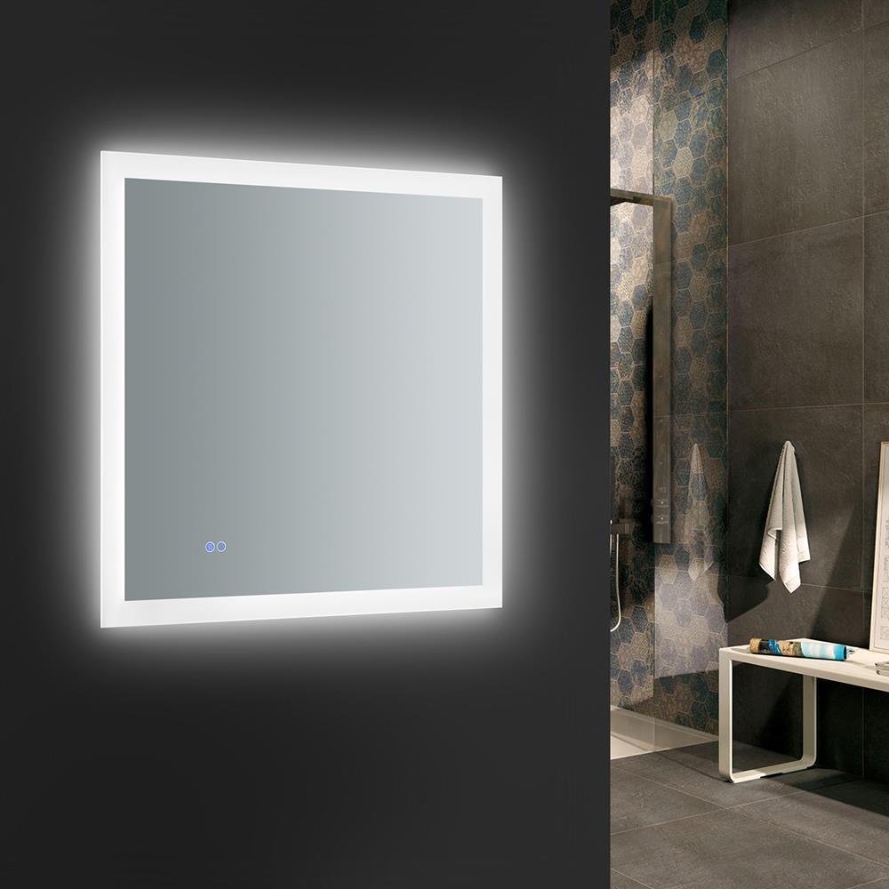 Fresca Angelo 30" Wide x 30" Tall Bathroom Mirror with Halo Style LED Lighting and Defogger