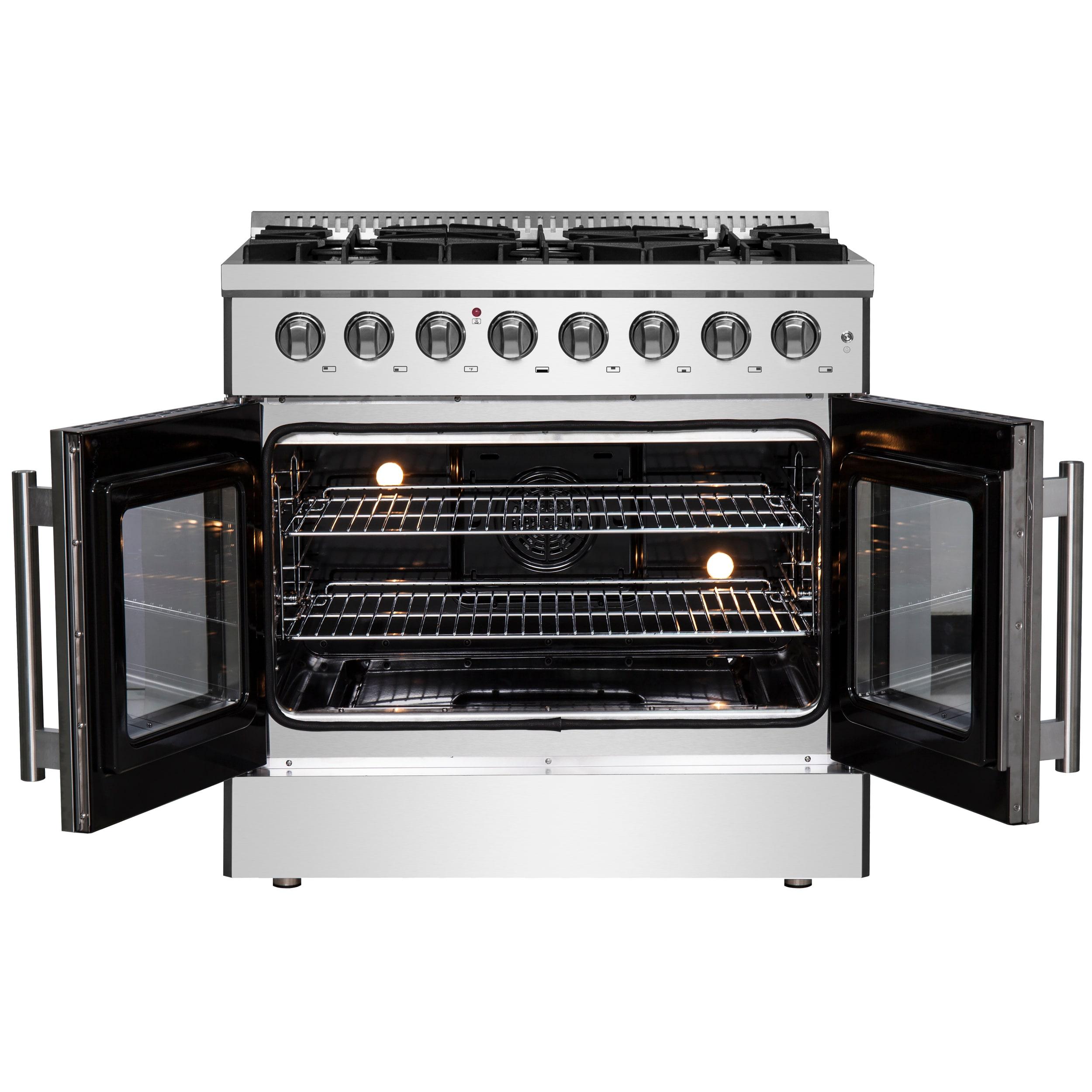 Galiano 36-inch French Door Dual Fuel Range All Stainless Steel with 6 Sealed Burners, 5.36 cu.ft.