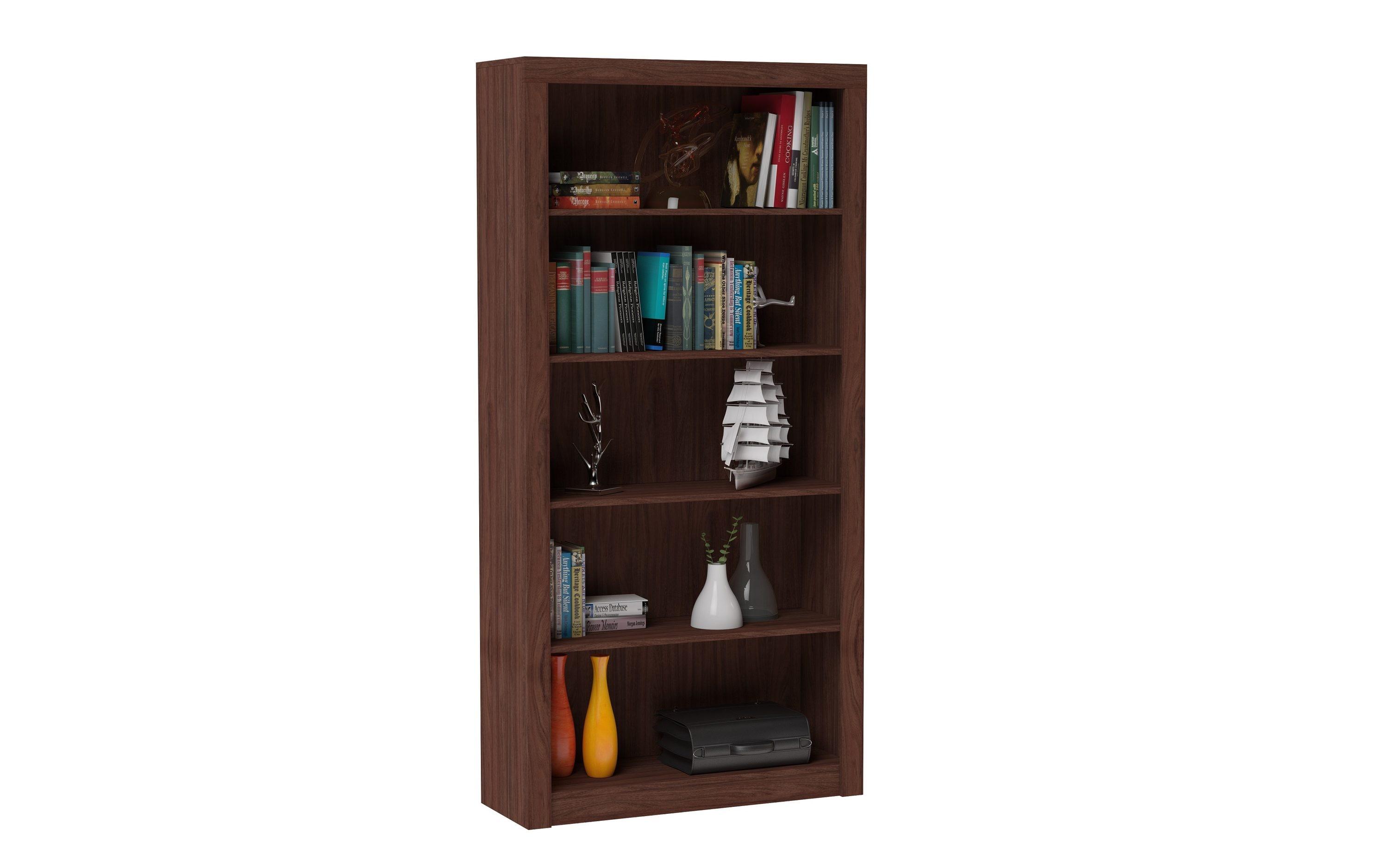 71.85" Olinda 5 Shelf Bookcase Nut Brown - Manhattan Comfort: Contemporary Style, MDP Material