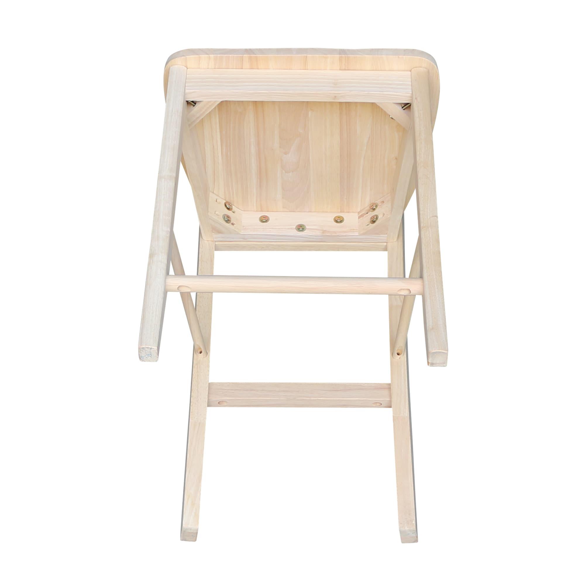 24" X Back Counter Height Barstool Unfinished - International Concepts: Hardwood Frame, Square Seat