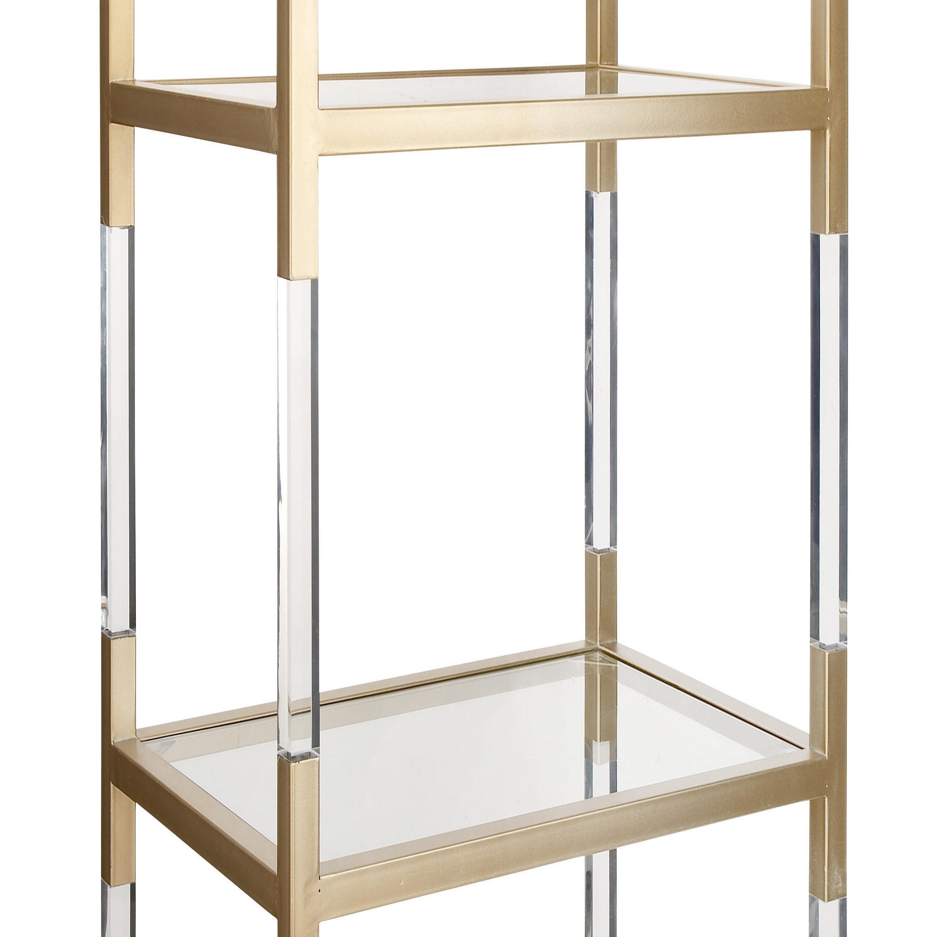 69" Metal and Acrylic Bookcase Gold - Olivia & May: No Assembly, 5 Fixed Shelves