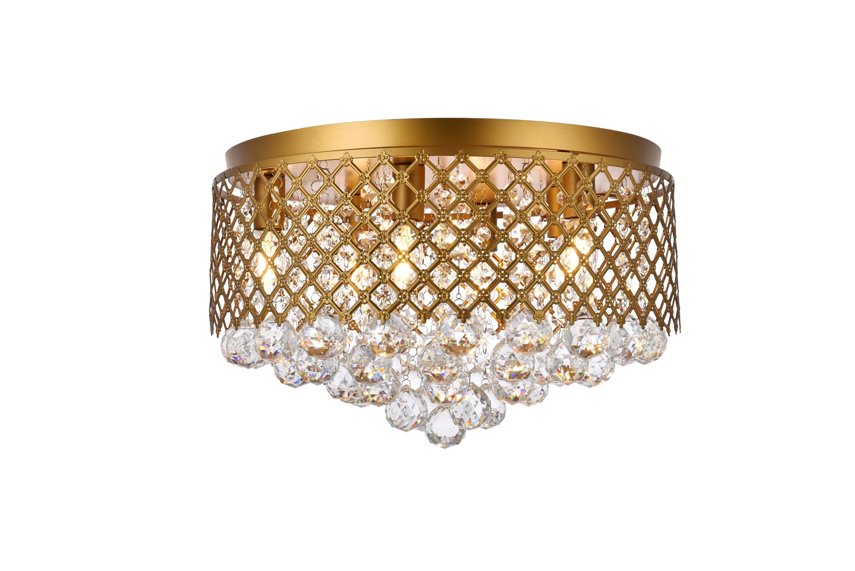 Elegant Lighting Tully 6 lights brass flush mount