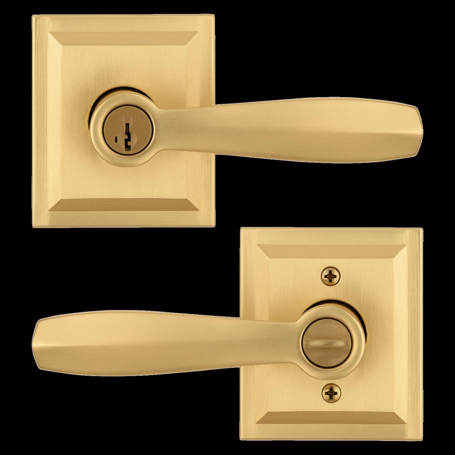 Baldwin 354Tol-Slb-Smt Torrey Pines Keyed Entry Single Cylinder Door Lever Set - Brass