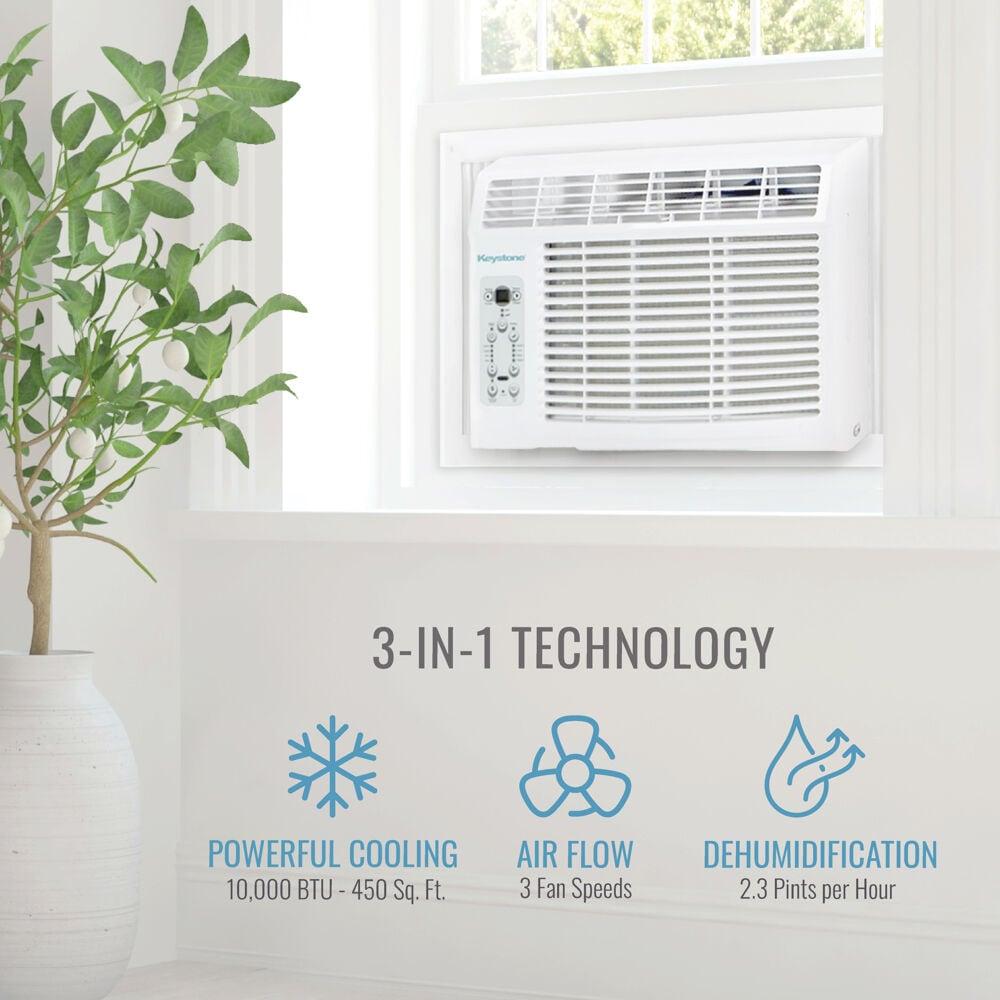 10,000 BTU Compact Window Air Conditioner with Remote Control and Dehumidifier up to 450 Sq. Ft.