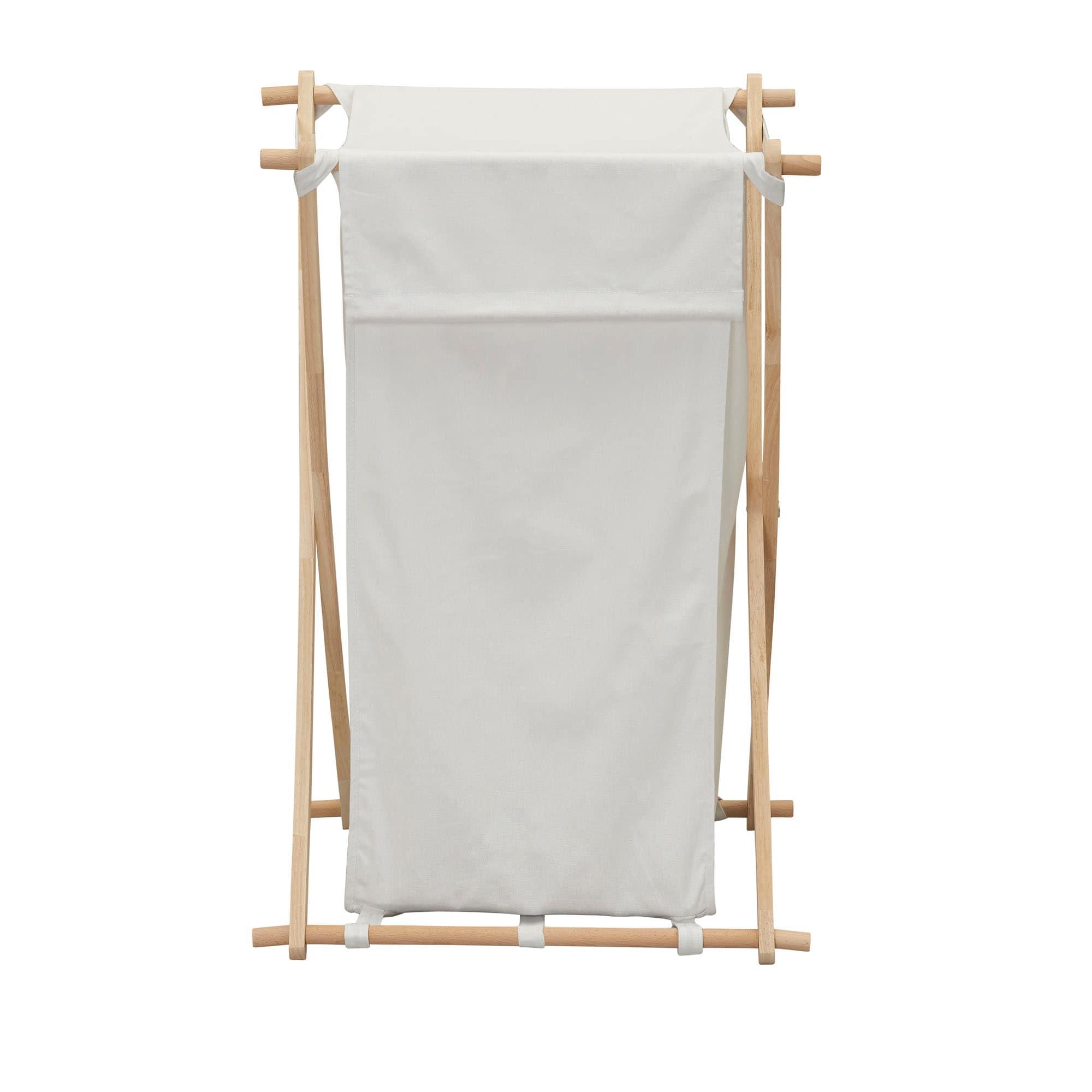Household Essentials X-Frame Wood Laundry Hamper, Folding Wood Frame with Washable Poly-Cotton Bag