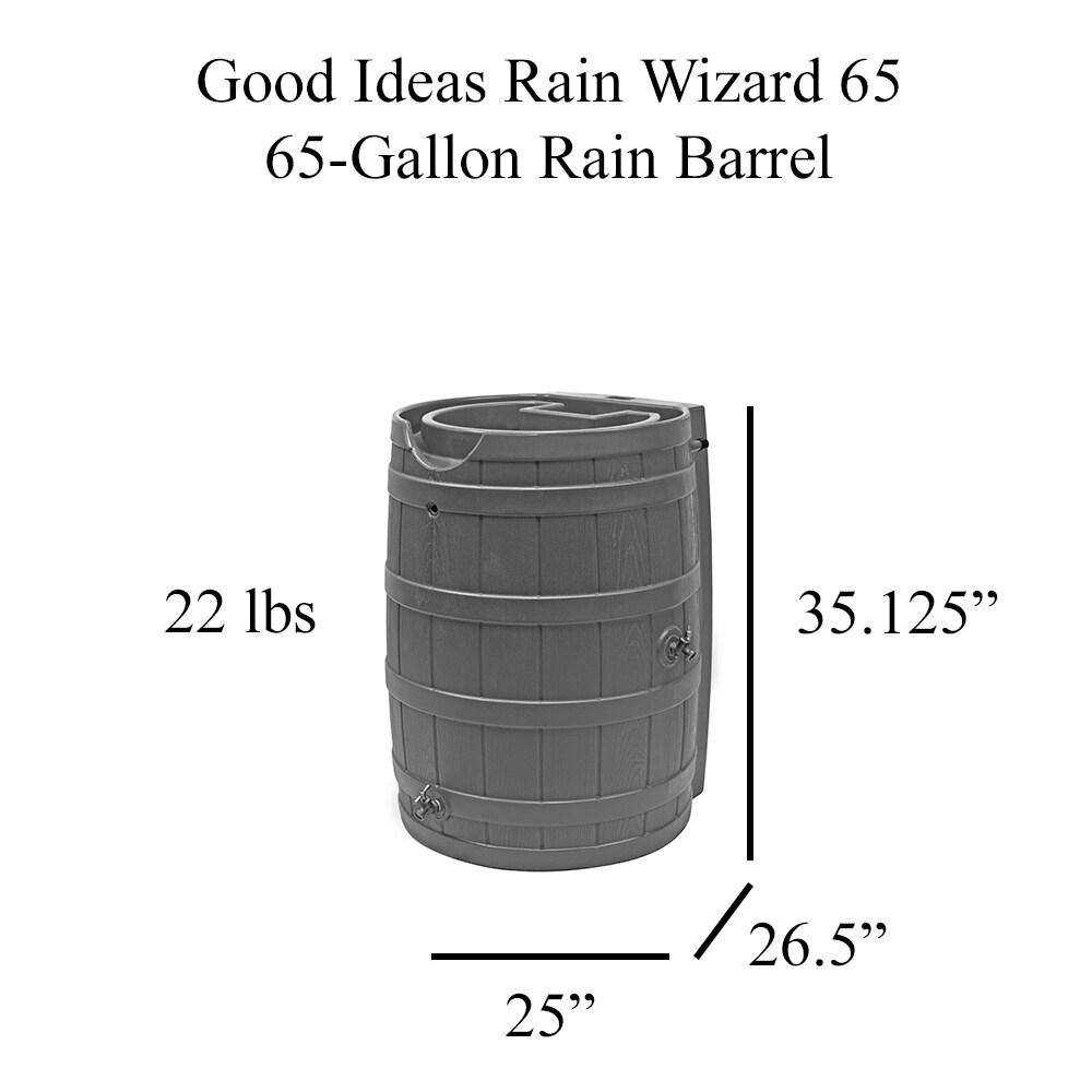 Good Ideas 65 Gallons Plastic Drainable Dual Overflow Planter Rain Barrel