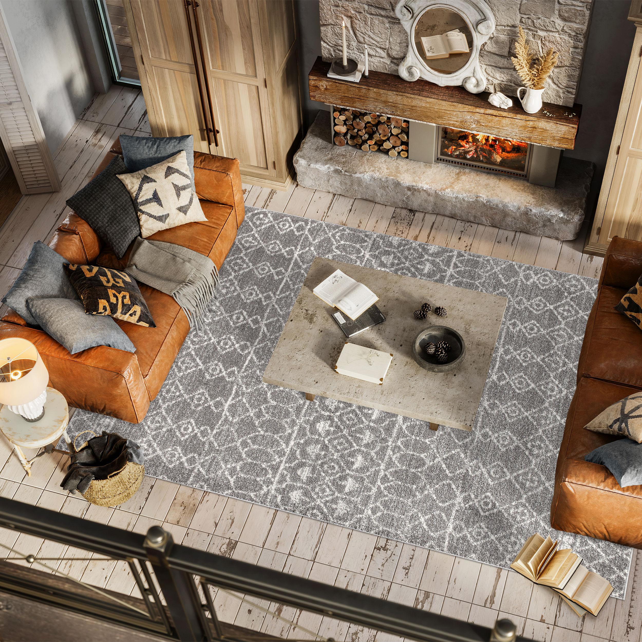 8'x10' Izil Moroccan Beni Souk Area Rug, Gray/Cream - JONATHAN Y