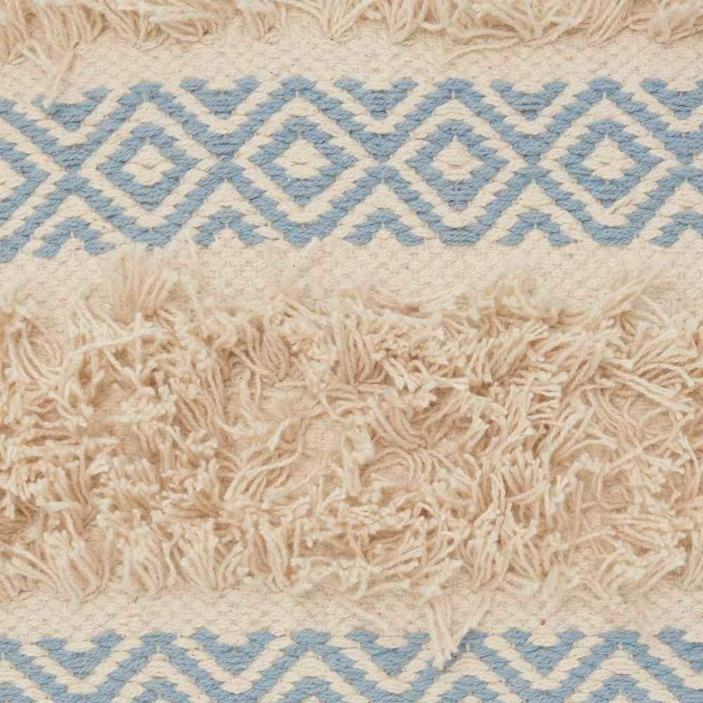 Mina Victory Life Styles Cotton Diamond Stripe Throw Pillow in Ocean Blue/Beige