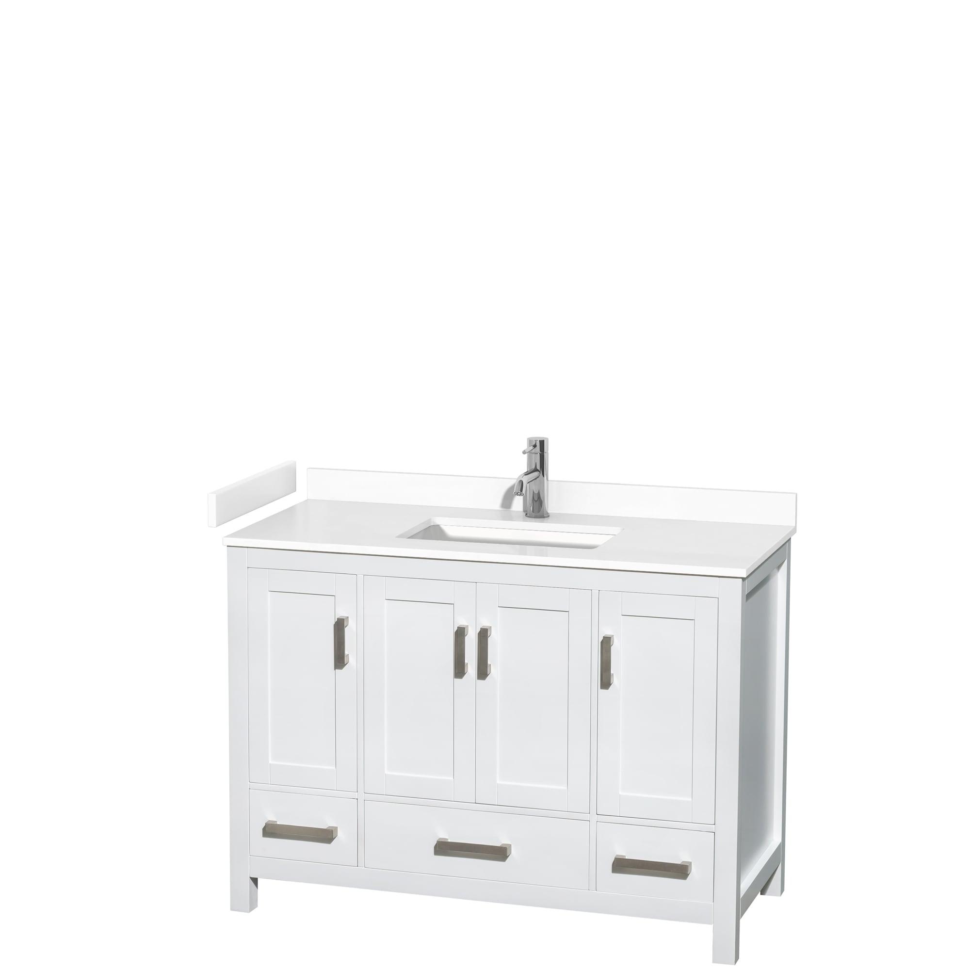 Wyndham Collection Sheffield 48" Freestanding Single Bathroom Vanity with Cultured Marble Top