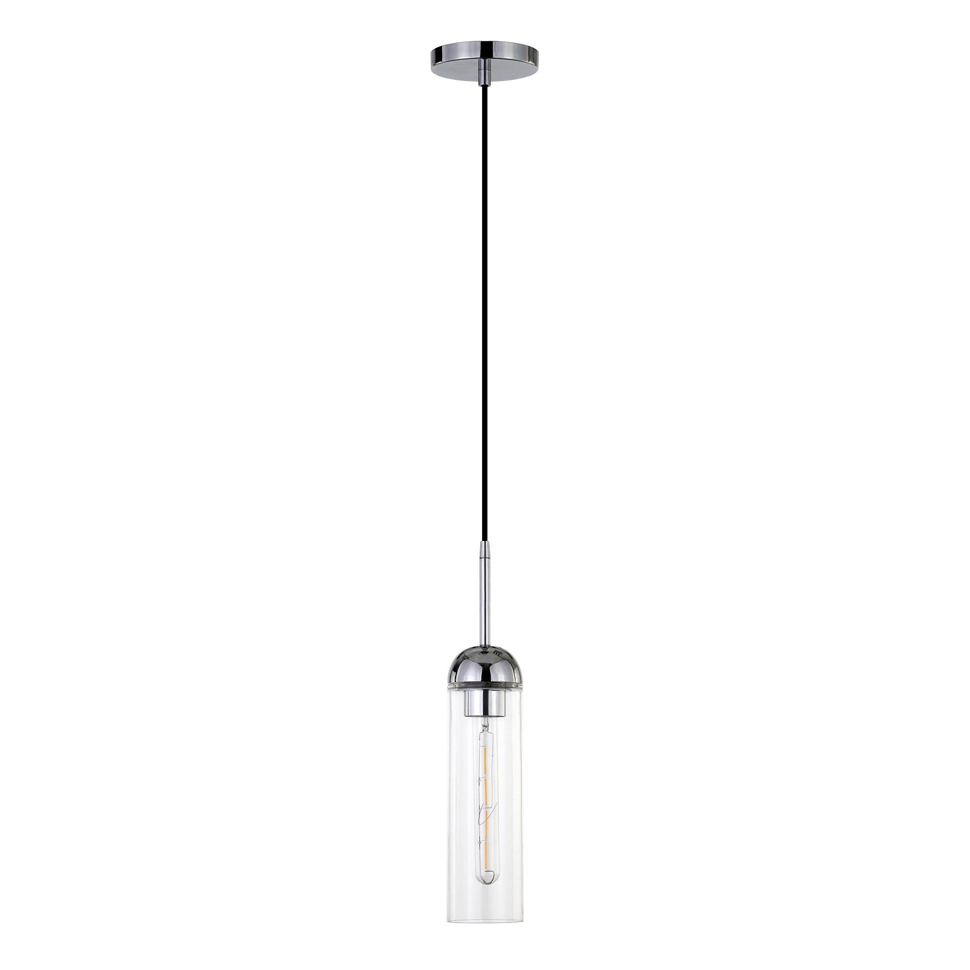 Evelyn&Zoe 3" Polished Nickel Metal/Glass Pendant