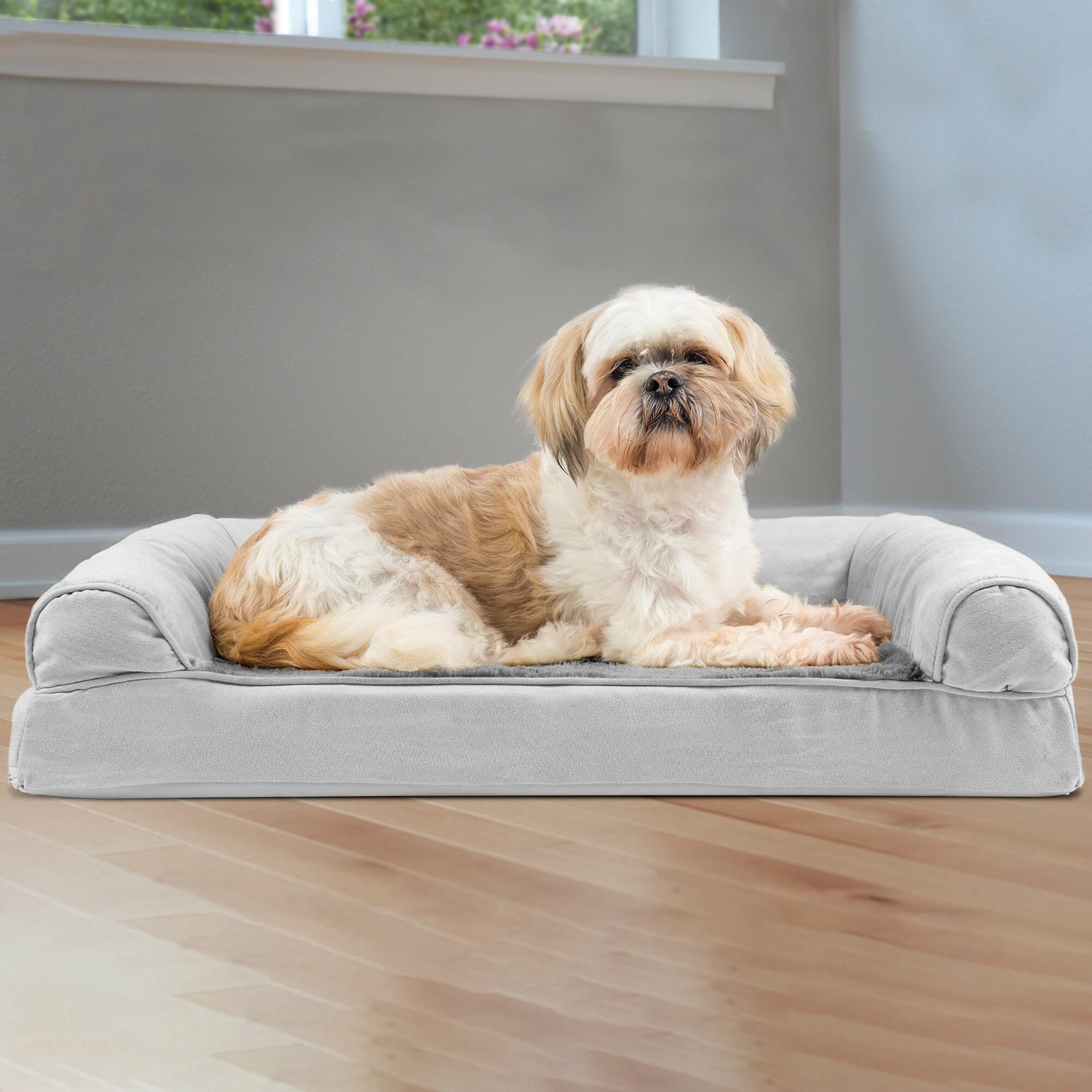 FurHaven Plush & Suede Orthopedic Sofa Dog Bed - Medium, Gray