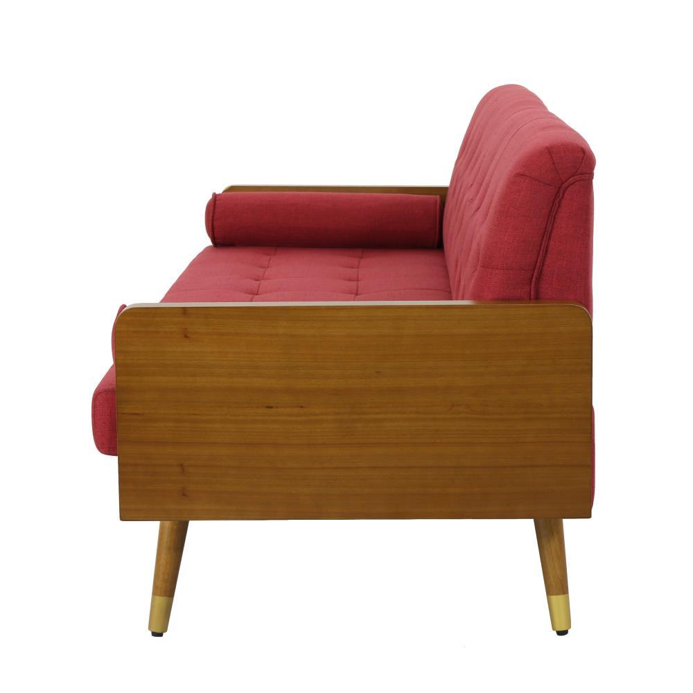 Jalon 72.25" Red Polyester Midcentury Modern Sofa