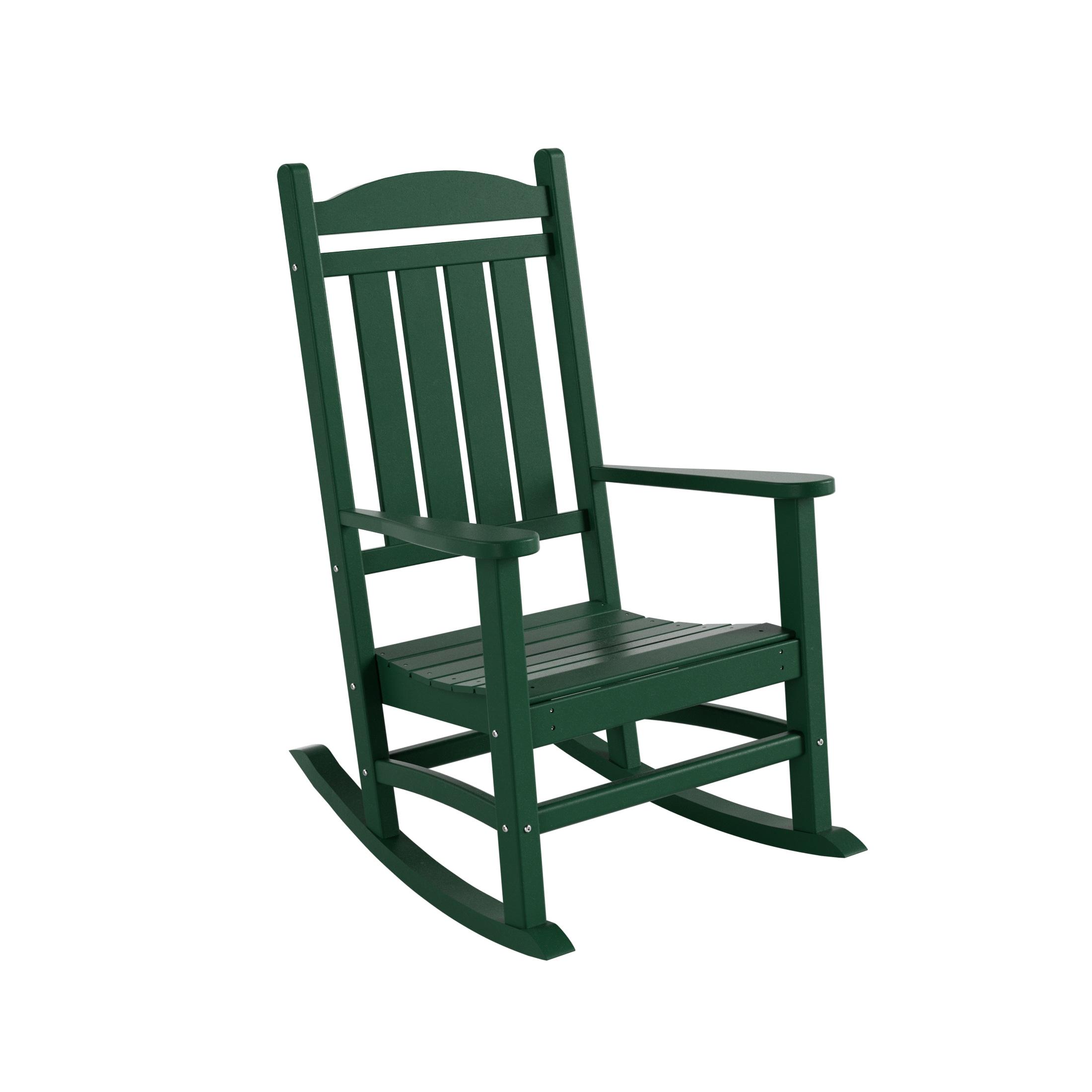 Polytrends  Laguna Traditional Poly Eco-Friendly Weather-Resistant Rocking Chair Dark Green