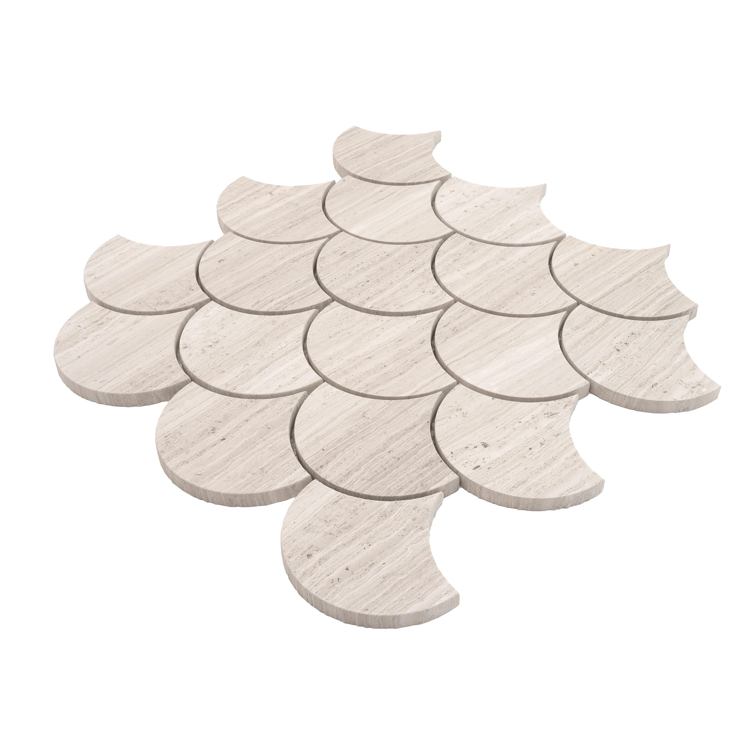 Apollo Tile    Gray 11.8-in. x 11.8-in. Scalloped Polished Marble Mosaic Floor and Wall Tile (4.83 Sq ft/case)