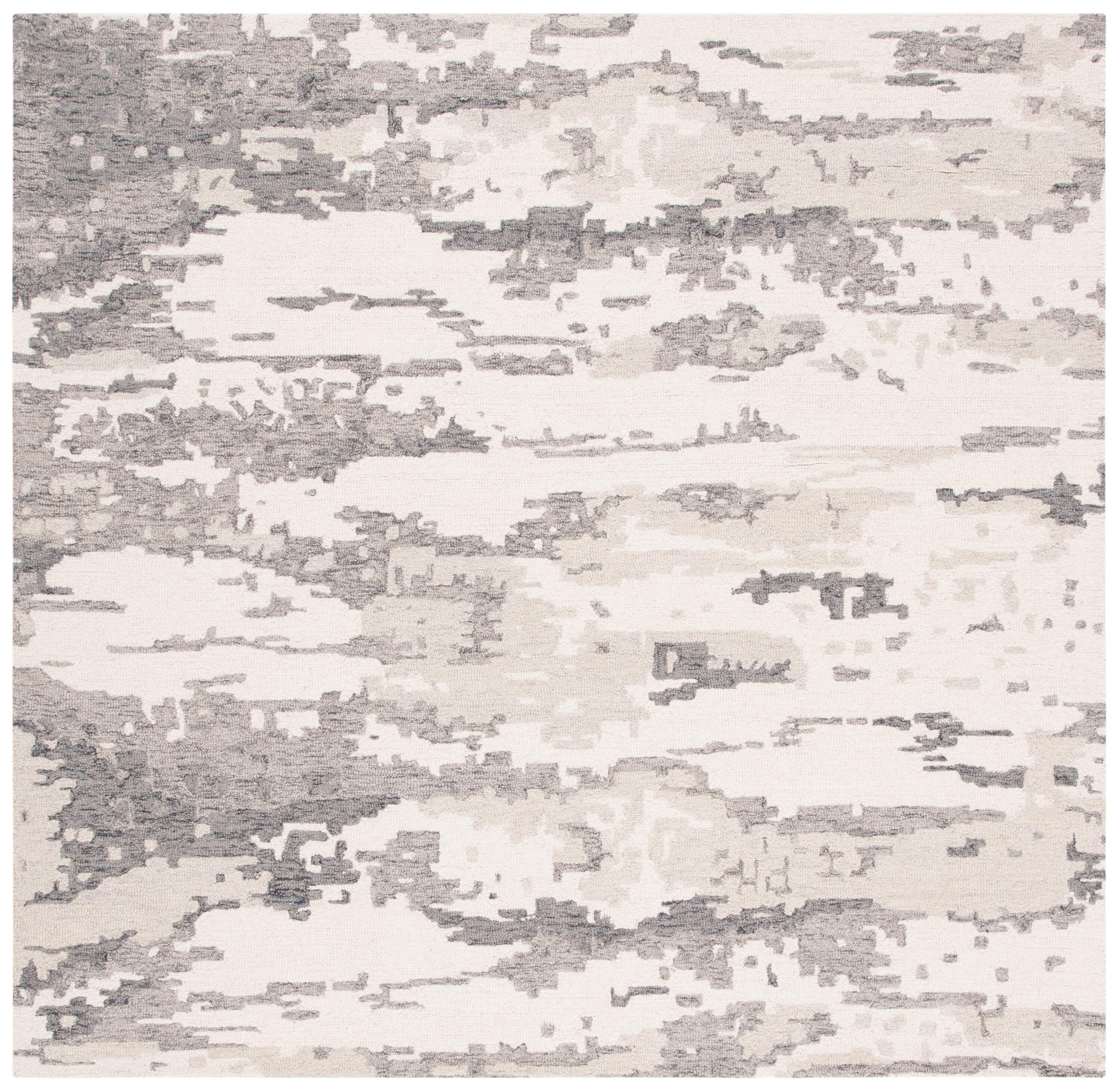 Abstract ABT465 Handmade Indoor Area Rug - Charcoal/Ivory - 4'x4' - Safavieh