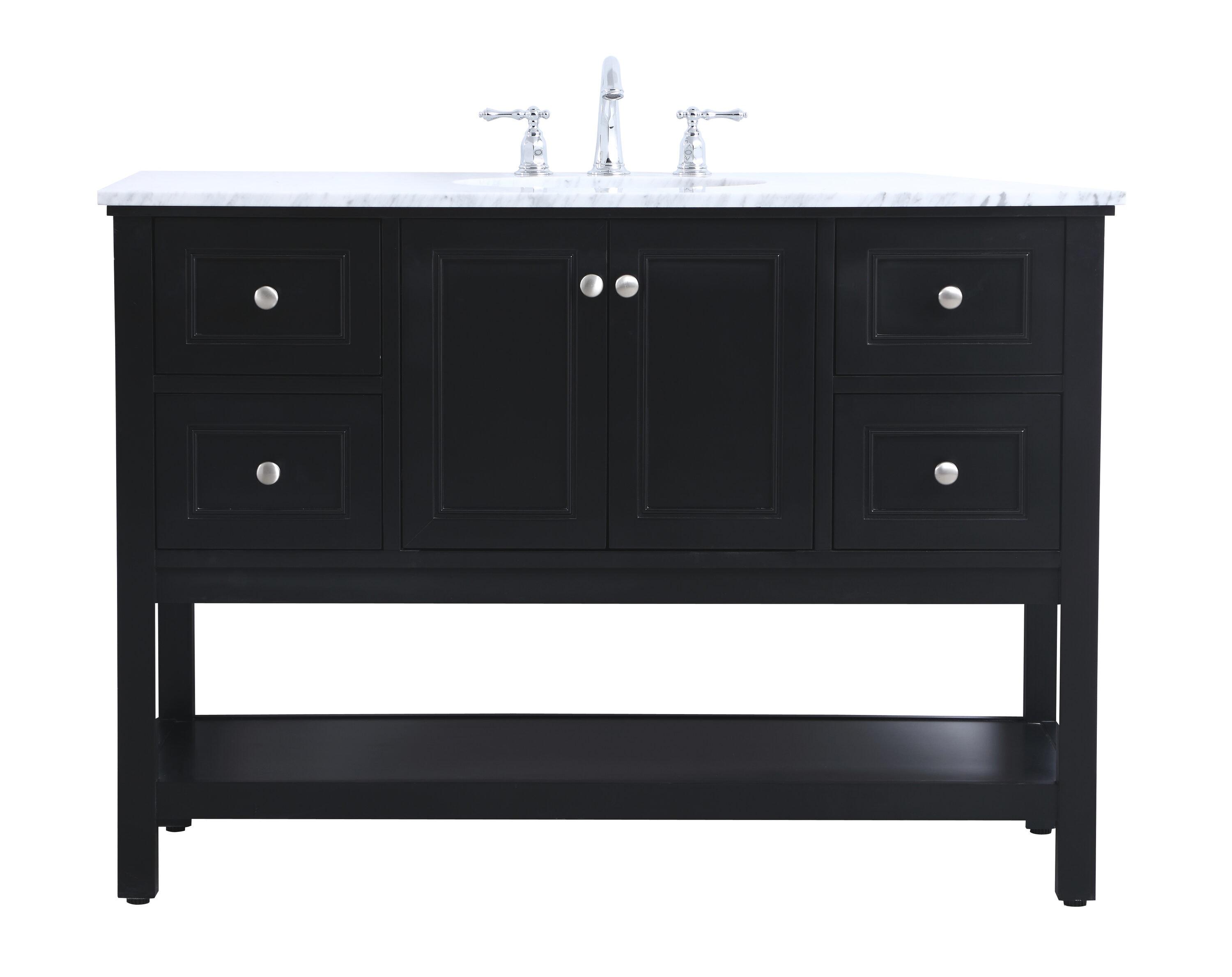 Elegant Decor Metropolis 48" Single Marble Top Bathroom Vanity in Black