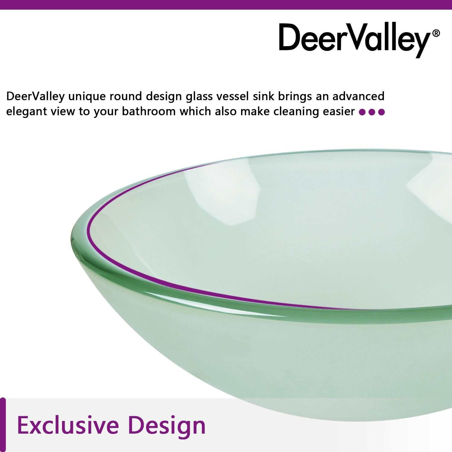 DeerValley Symmetry 16.5'' Circular Glass Vessel Bathroom Sink