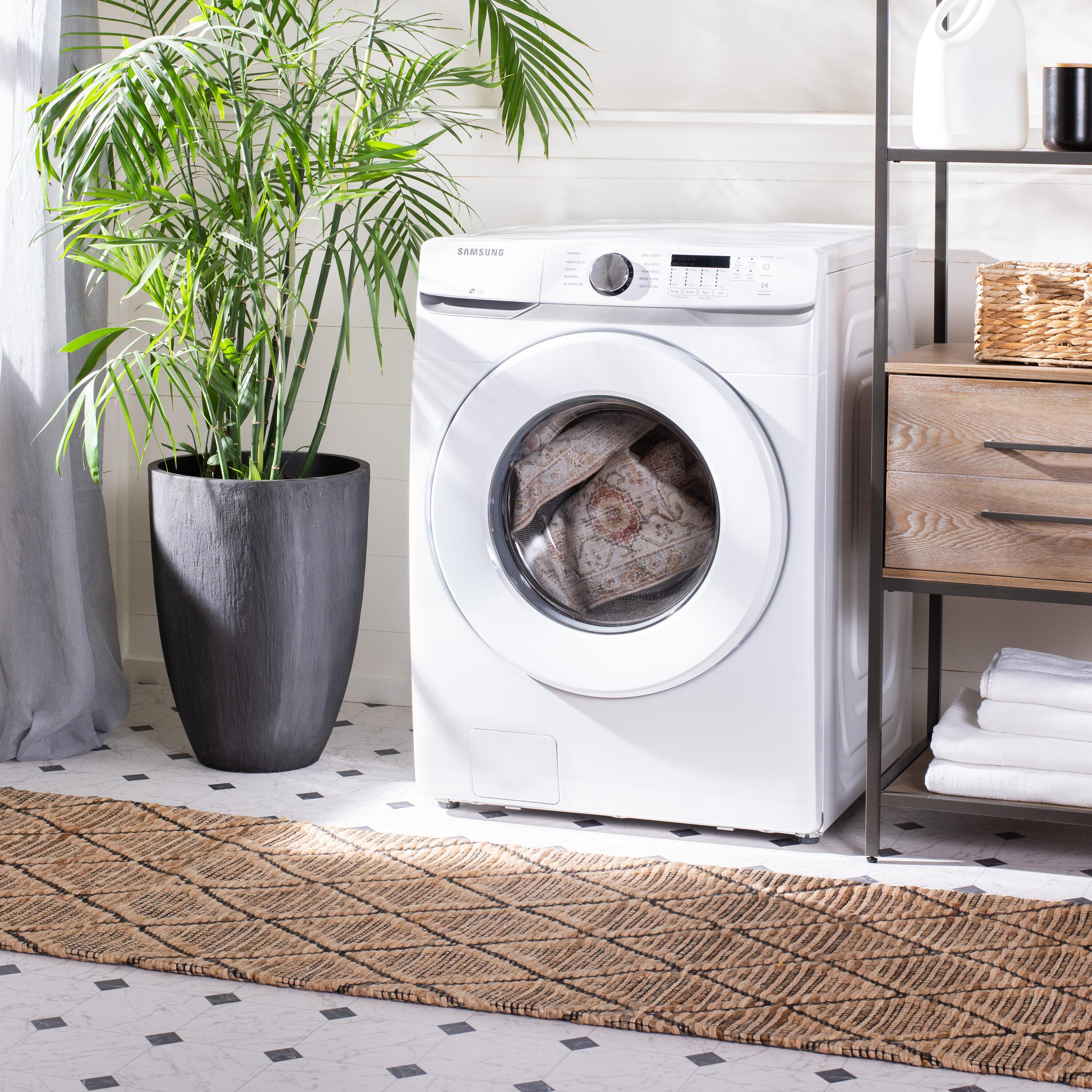 Tucson TSN105 Power Loomed Machine Washable Area Rug - Light Grey/Rust - 4'x4' - Safavieh.