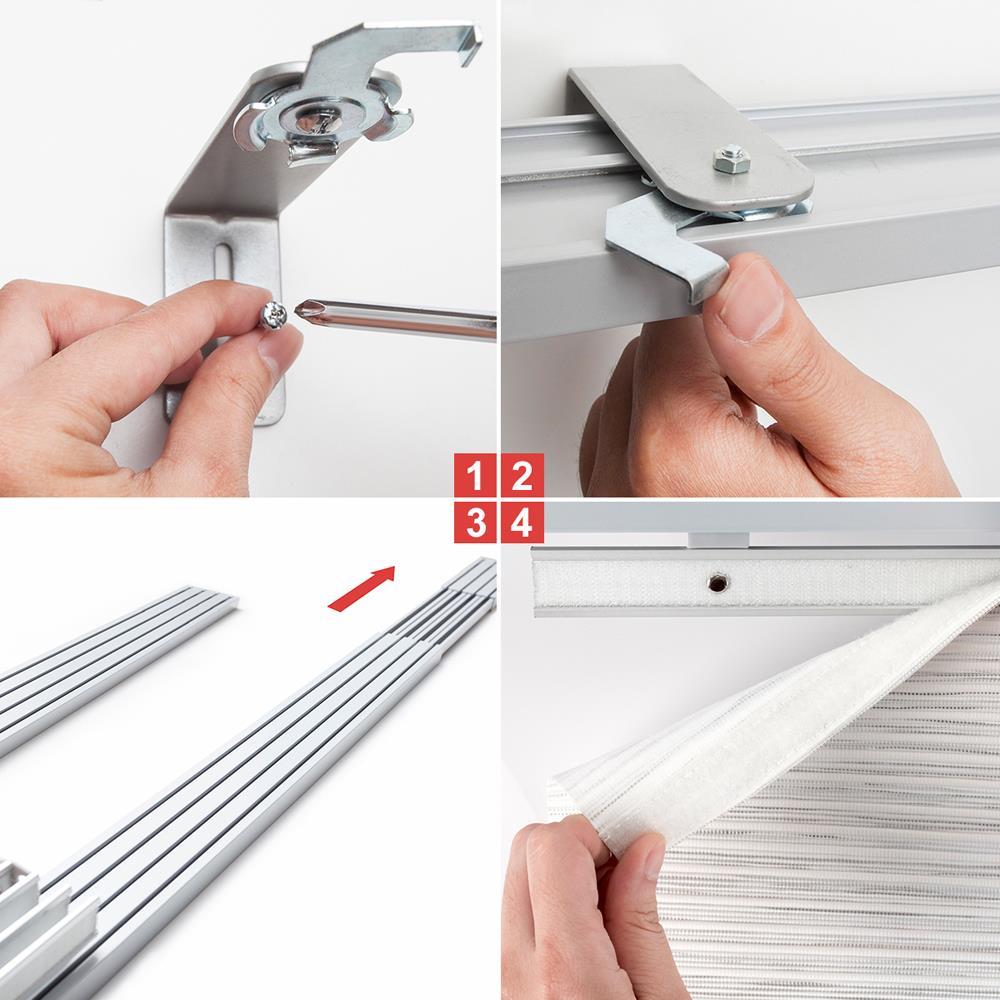 GoDear Design 4-Panel Single Rail 23-in Slat Width 86-in x 96-in Cordless Shangri-La Fabric Sheer Vertical blinds