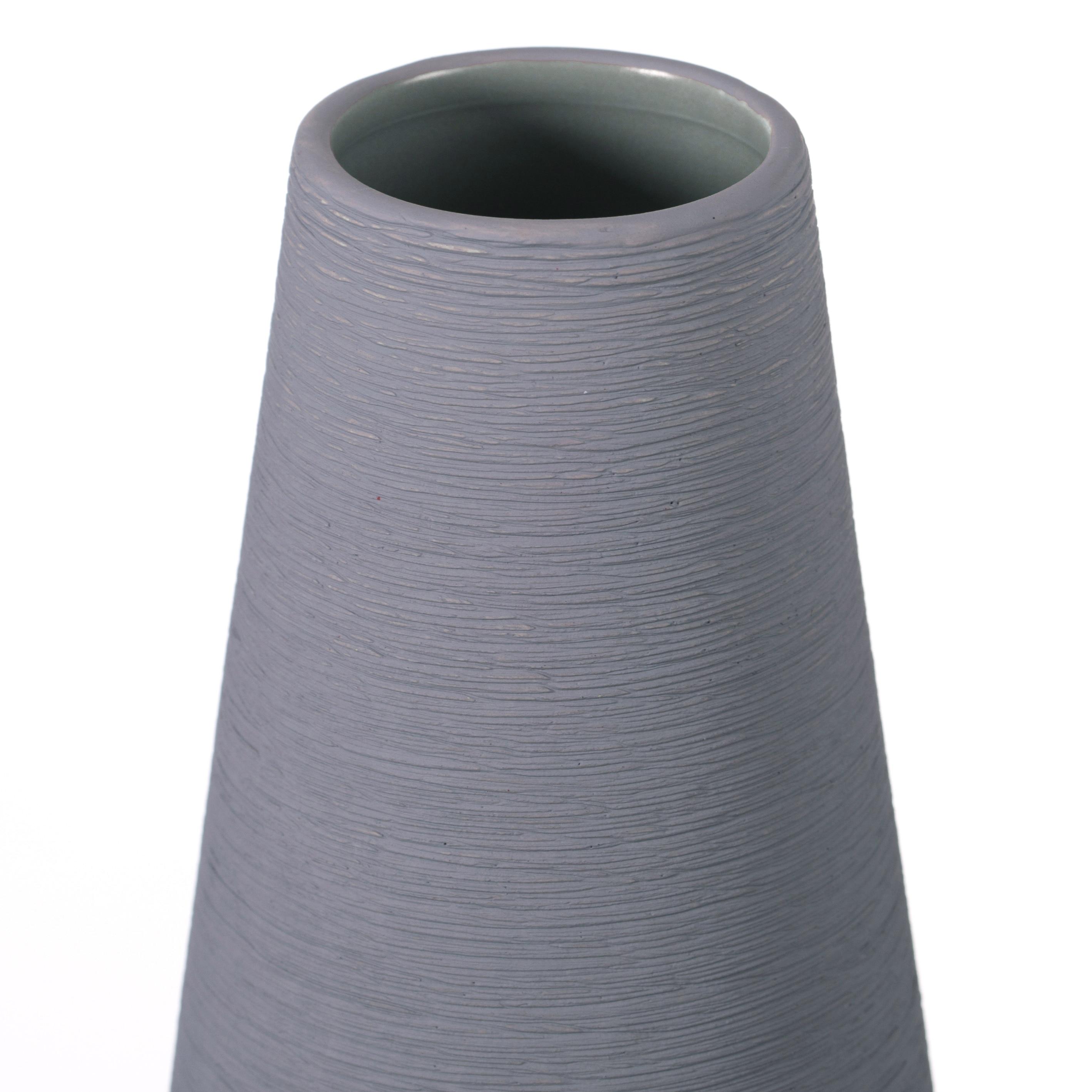 Uniquewise Decorative Ceramic Round Cone Shape Centerpiece Table Vase Set of 3, Pink Large, Gray Medium, and Green Small