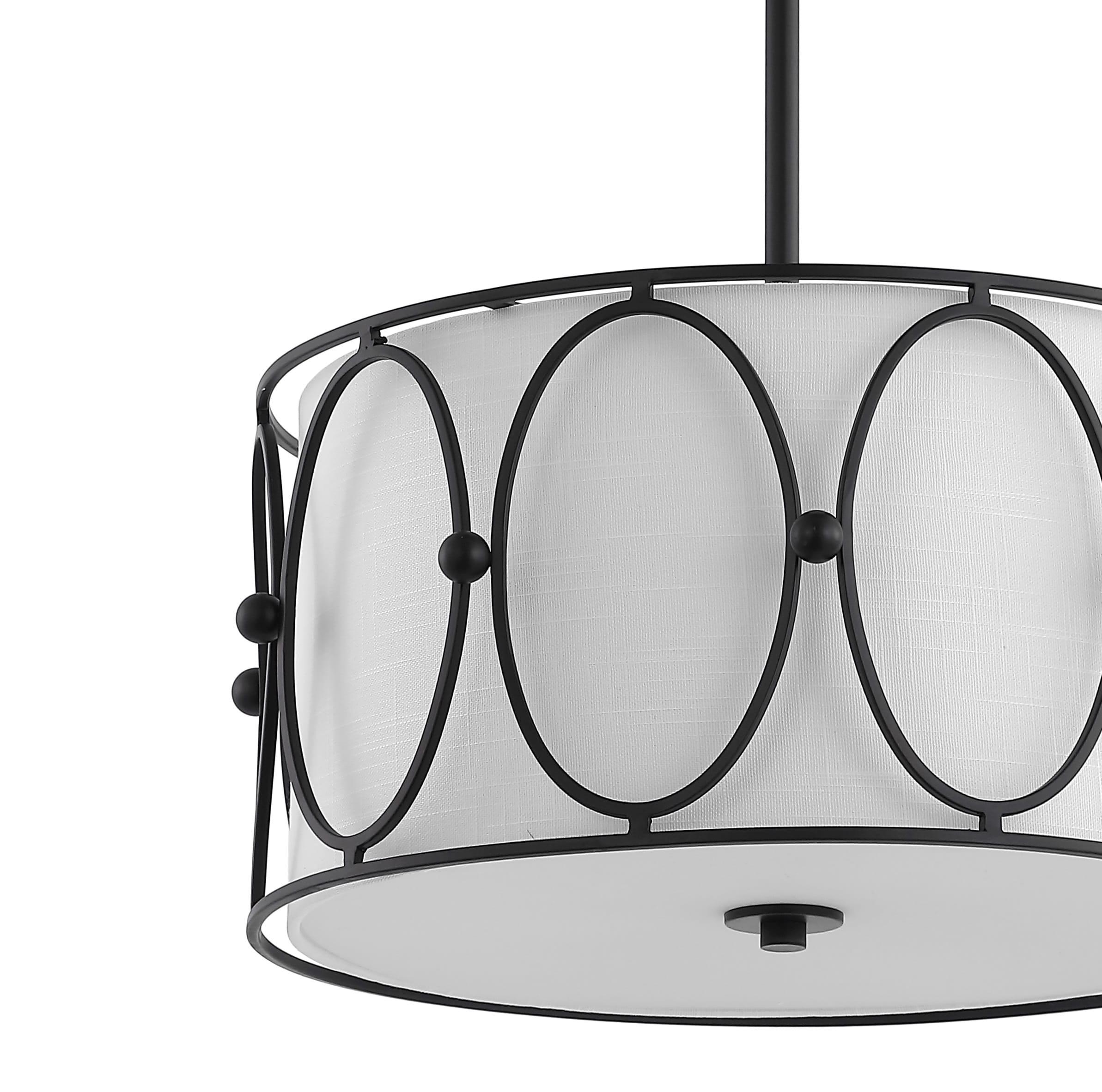 Violetta Coastal-Transitional 19" LED Drum Pendant in Oil-Rubbed Bronze with White Shade