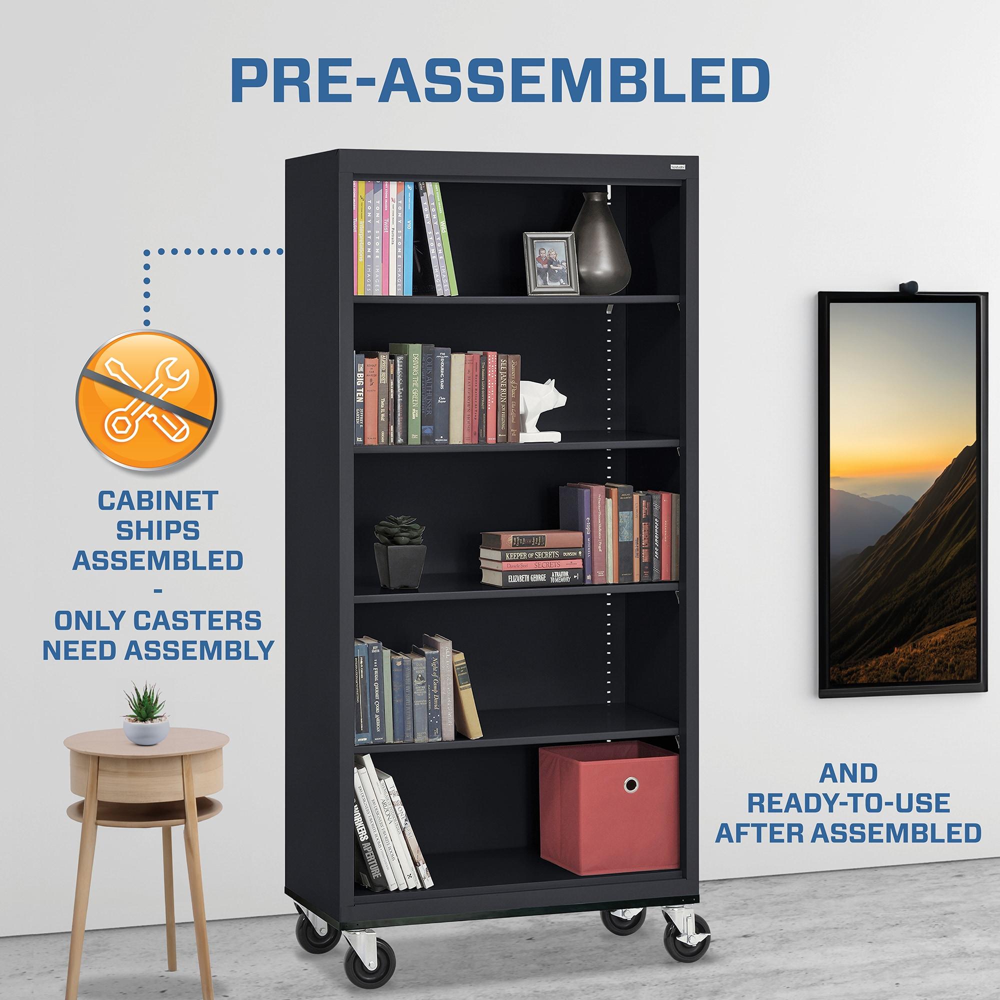 Sandusky Lee 36" W x 18" D x 78" H Steel Mobile Bookcase with 4 Adjustable Shelves by Sandusky