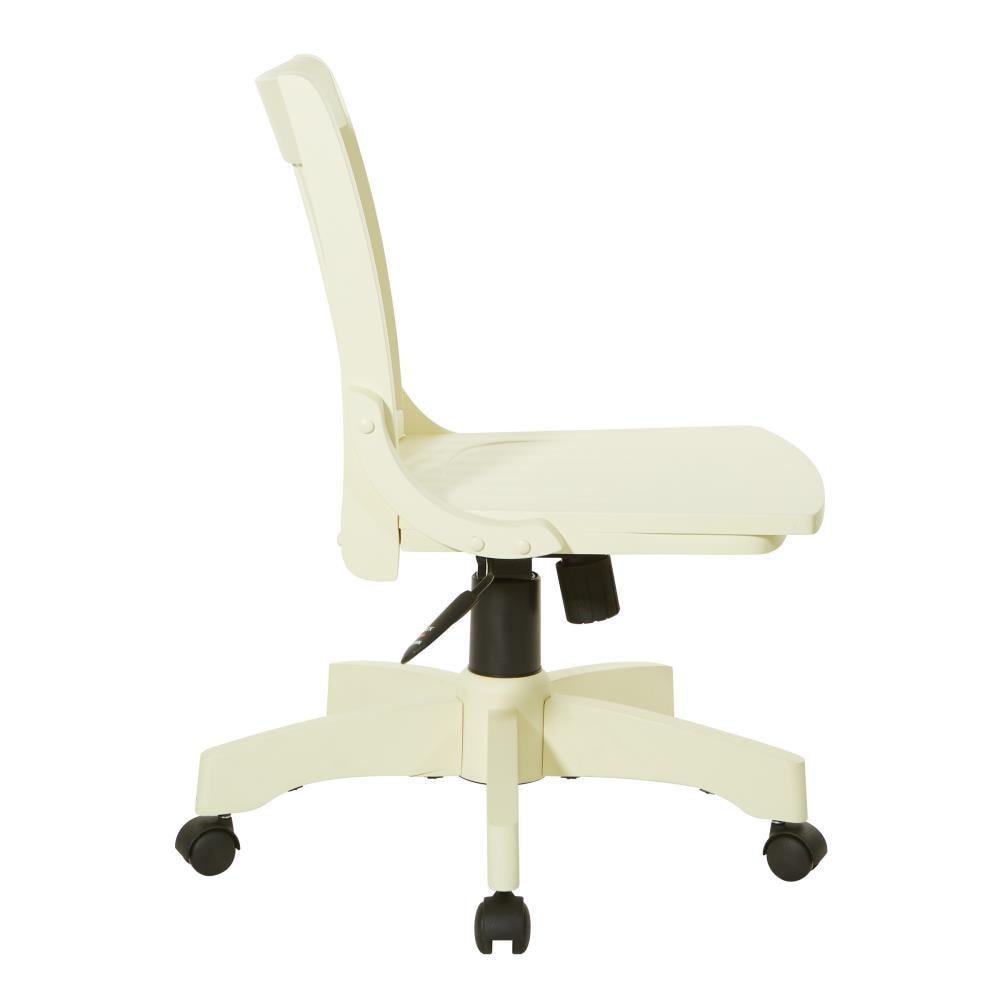 OSP Deluxe Armless Wood Bankers Chair with Wood Seat, Antique White
