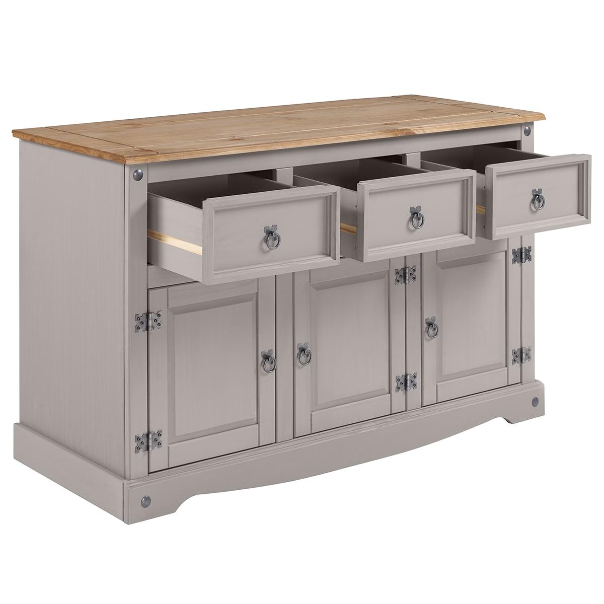 49.25 x 29.88 x 15.75 in. Cottage Series Wood Buffet Sideboard, Corona Gray