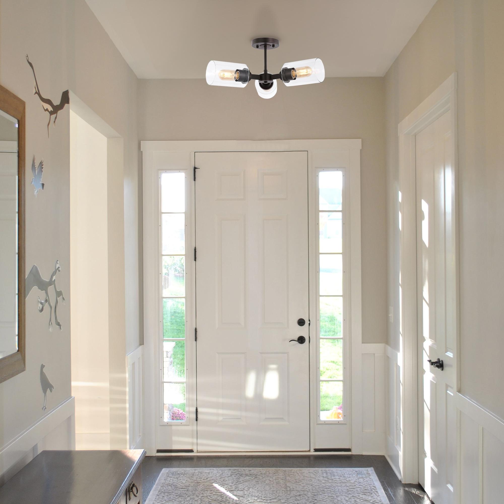 JONATHAN  Y Jaymes 20" Iron Cylinder Industrial Transitional 1 -Light 20.0-in Oil rubbed Bronze Semi Flush Mount Light