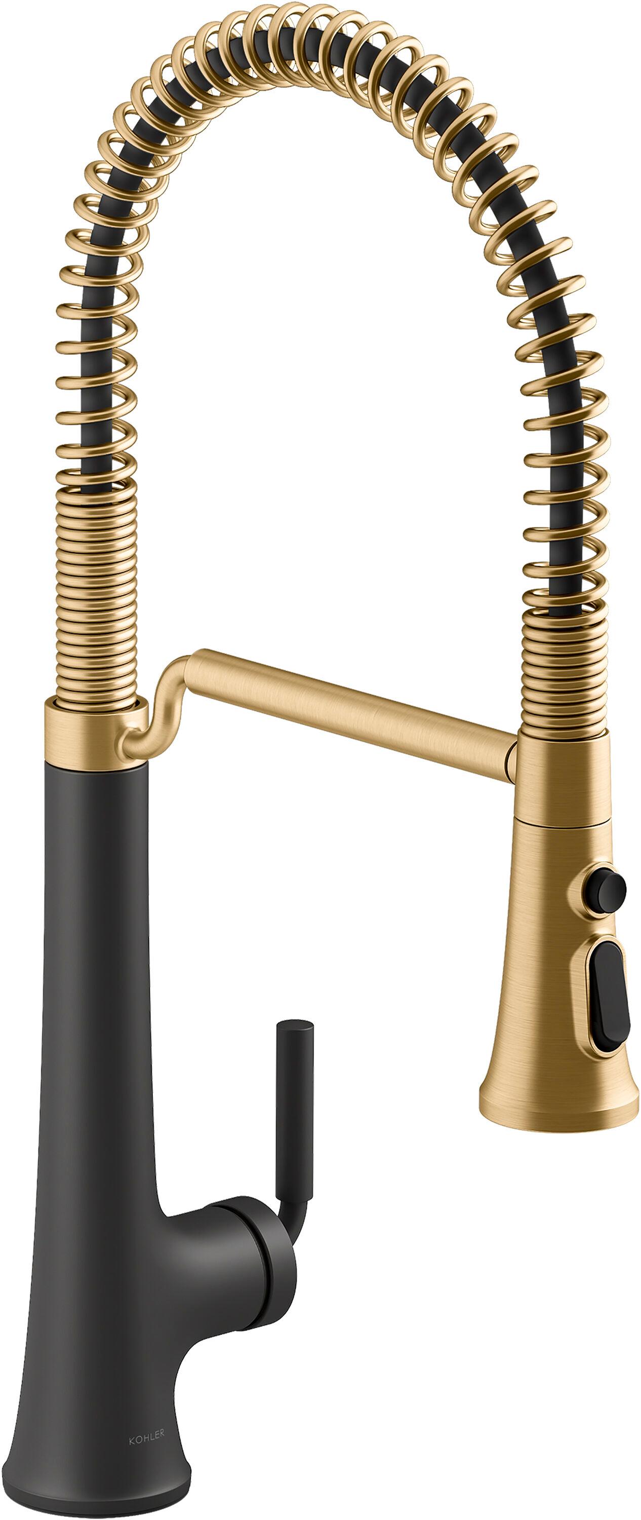 Kohler Tone Single Handle Semi-Professional Pre-Rinse Kitchen Sink Faucet with Three-Function Pull Down Sprayer