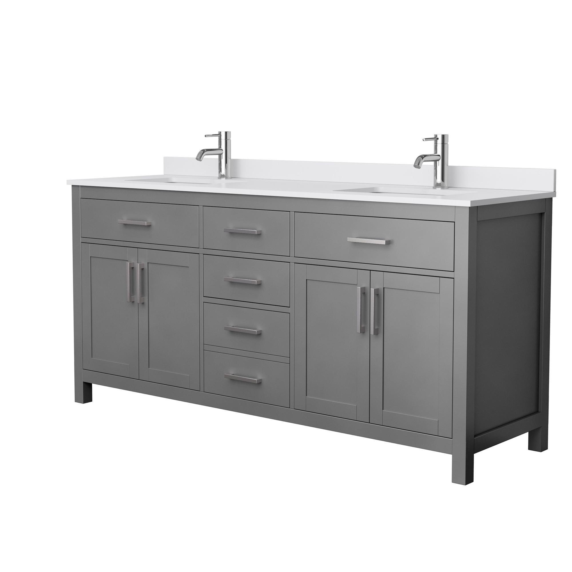 Beckett 72" Freestanding Double Bathroom Vanity with Cultured Marble Top