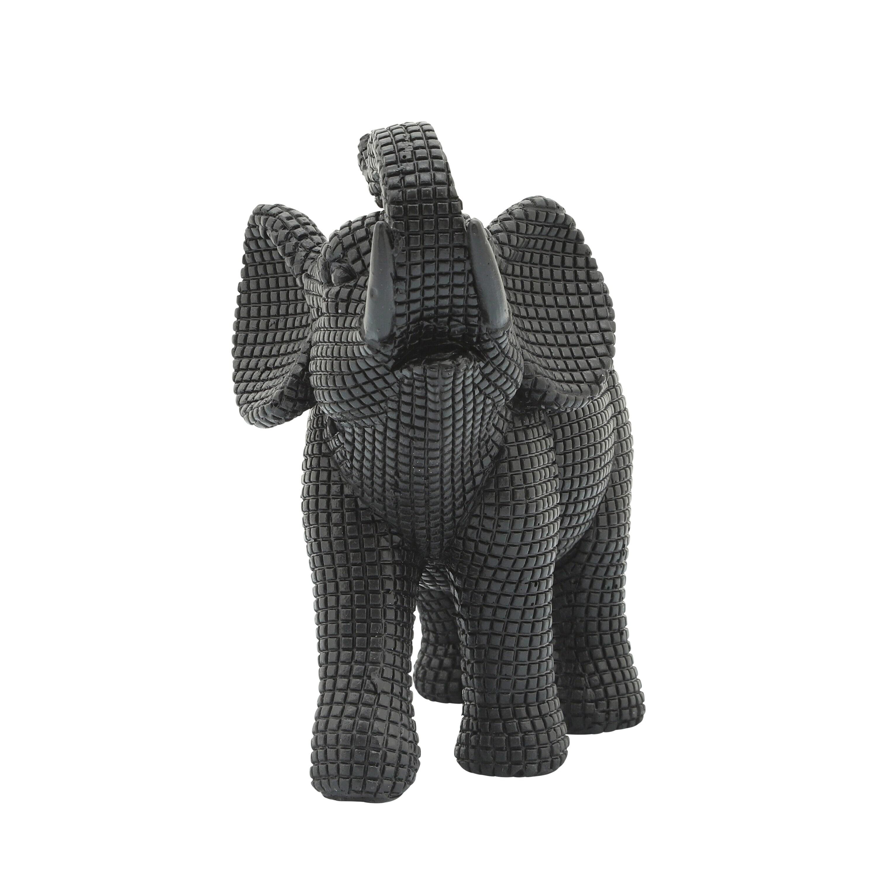 Sagebrook Home 7" Elephant Sculpture - Decorative Polyresin Black Elephant Statue For Home Decor - Table Accent, Desktop Figurine, Creative Home or