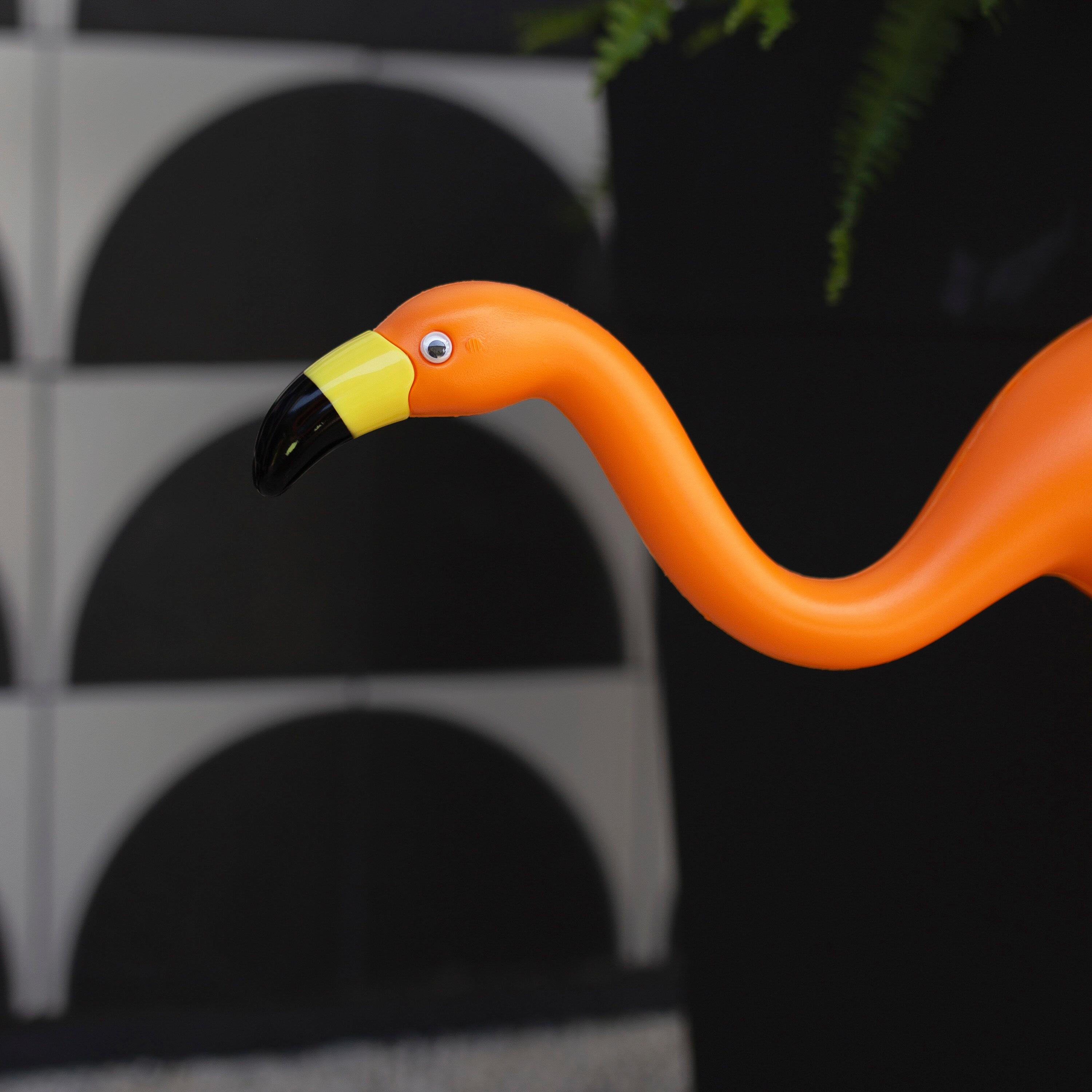 Bloem Spooky Indoor/Outdoor Black and Orange Halloween Flamingo Yard Decorations with Metal Stakes