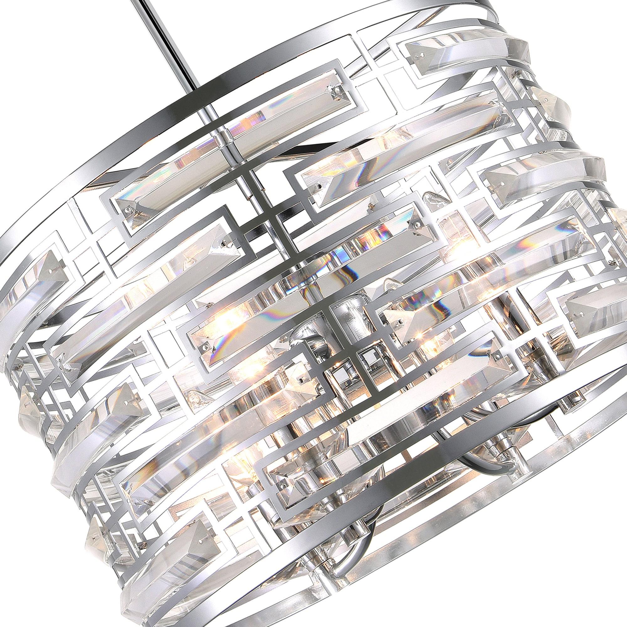 CWI Lighting Petia 4 Light Drum Shade Metal Chandelier in Chrome