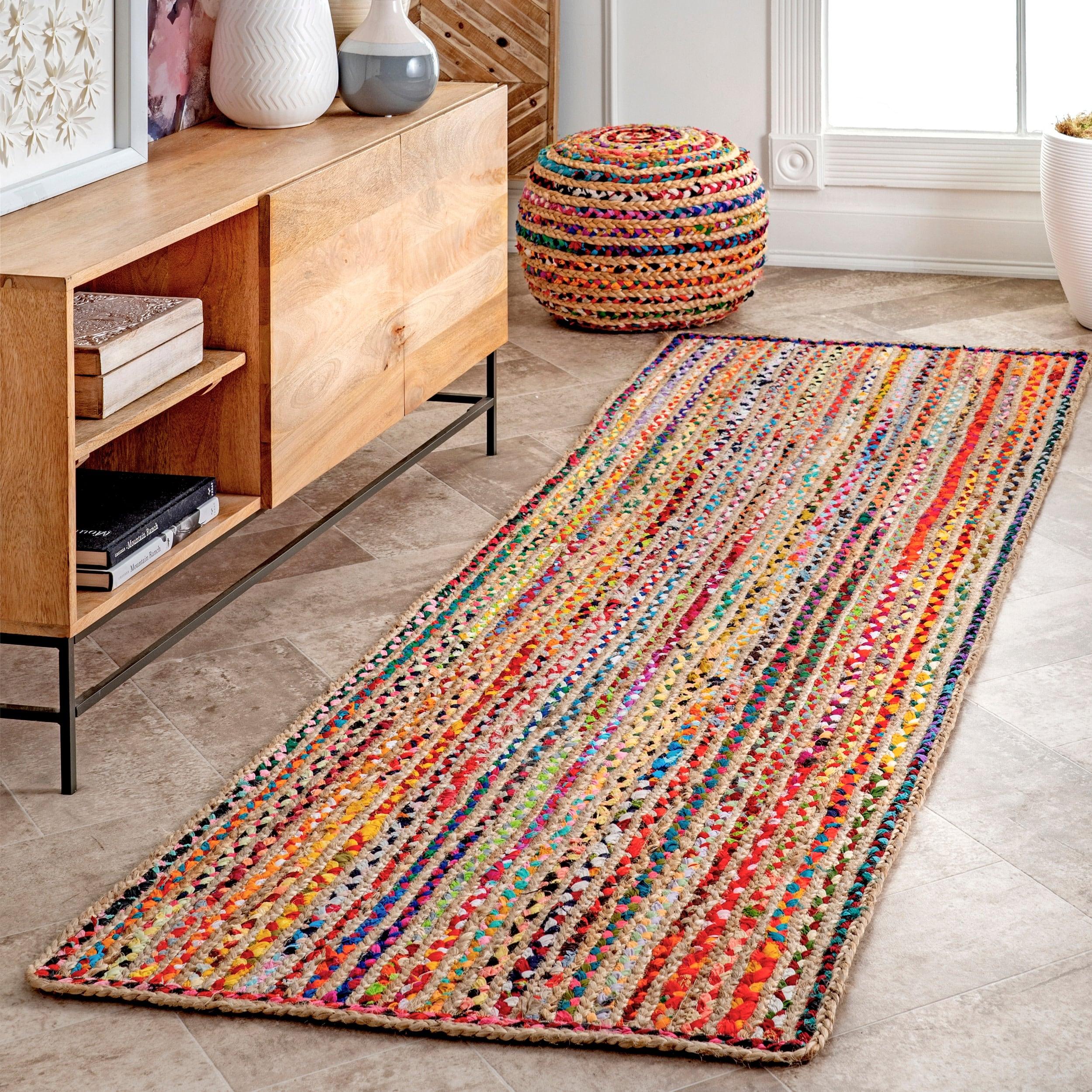 nuLOOM Aleen Bohemian Cotton/Jute Area Rug, 2' 6" x 6', Multi