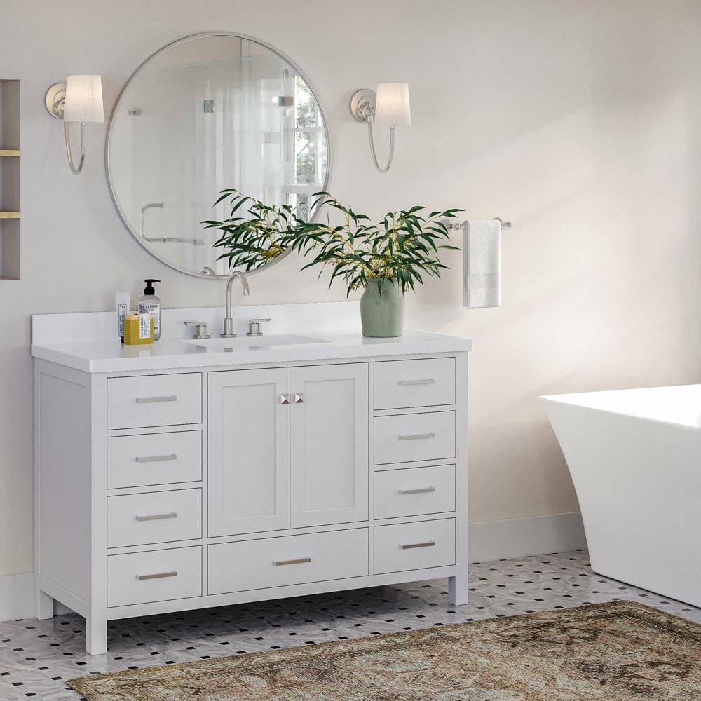 Cambridge 55" White Single Basin Vanity with Quartz Countertop