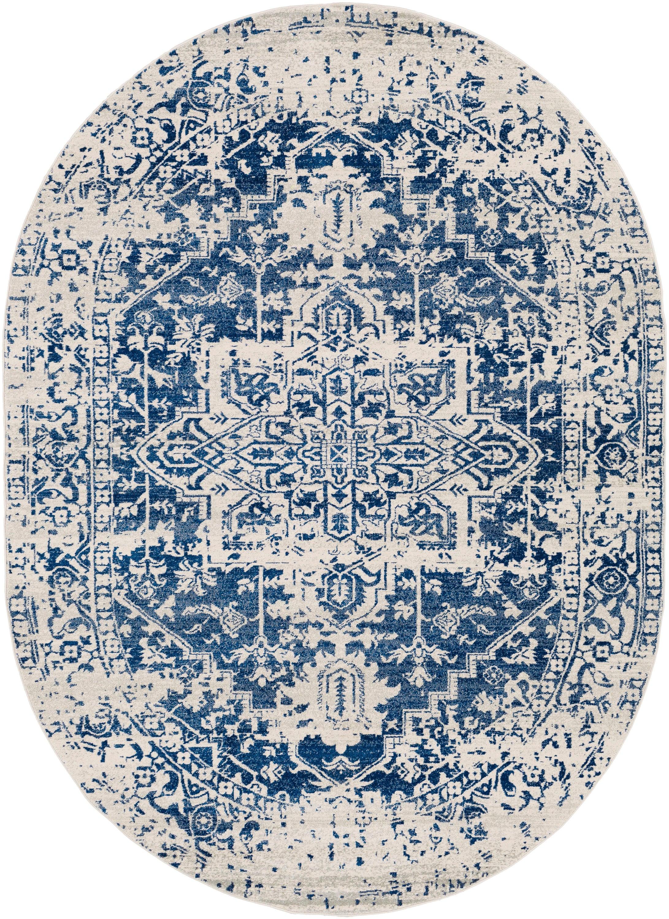 Livabliss 6'7"x9' Oval Worsham Traditional Rug Blue