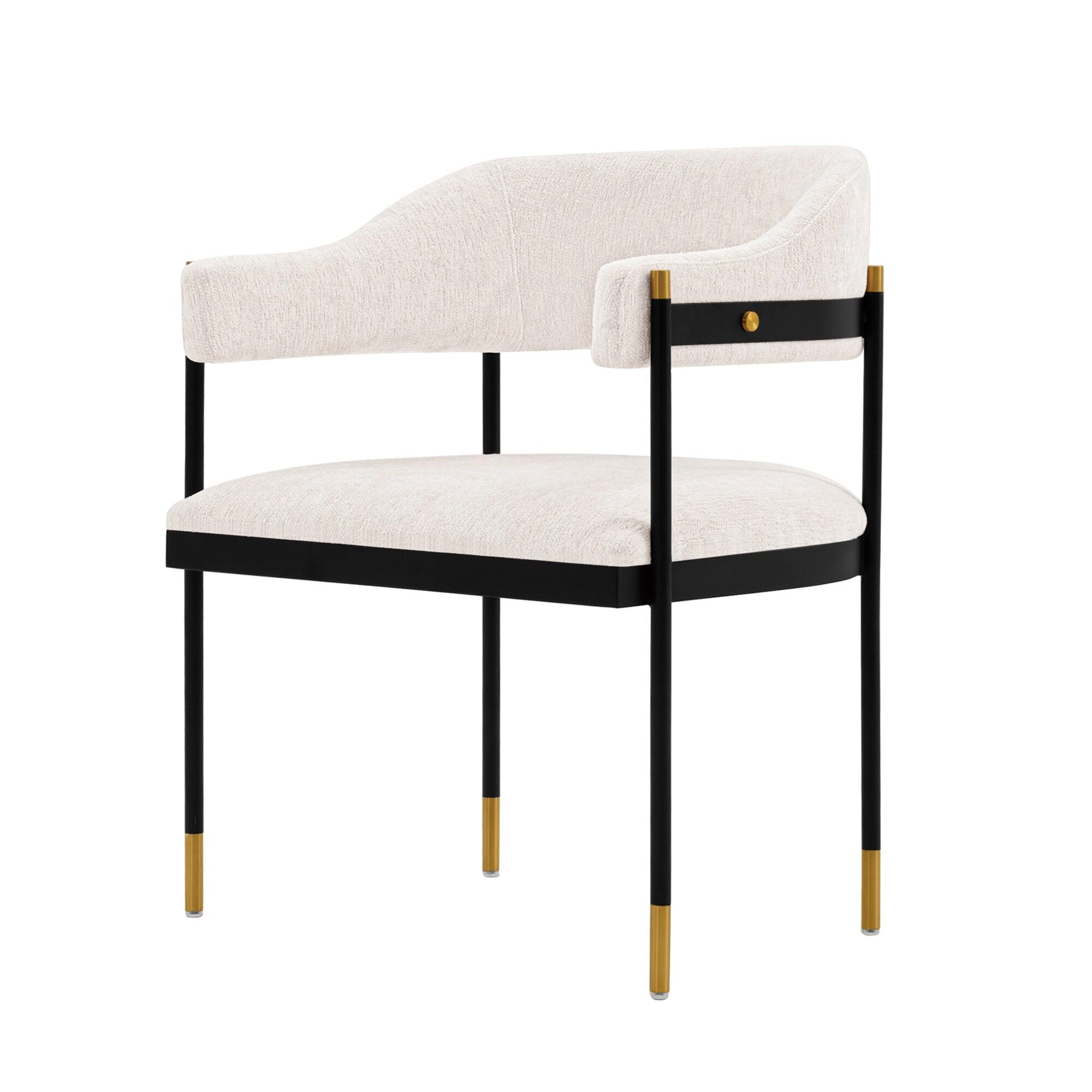 Lia Modern Boucle Upholstered Dining Armchair Cream - Manhattan Comfort
