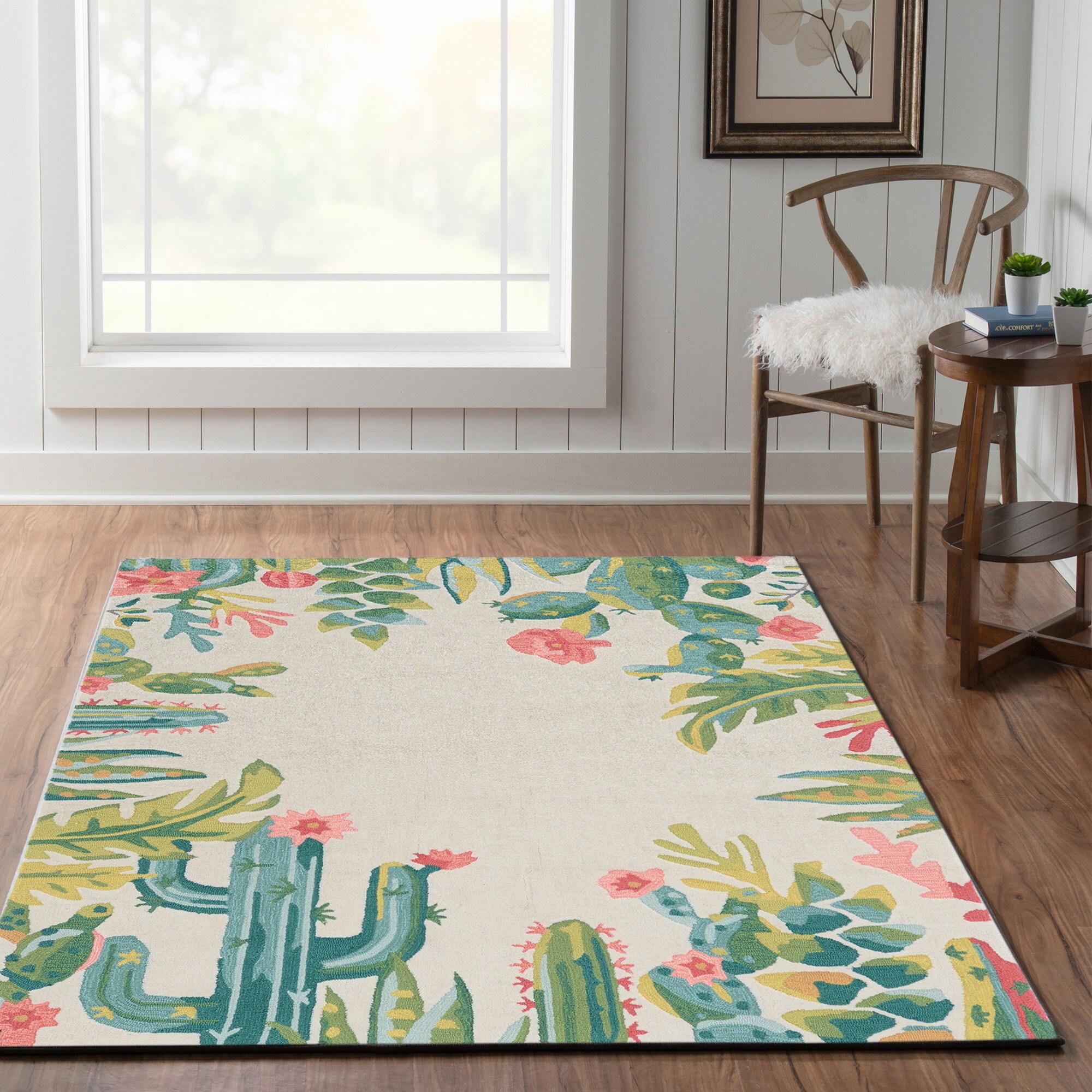Trio Saguaro Ivory Multi Area Rug 8x10 Transitional Contemporary Design