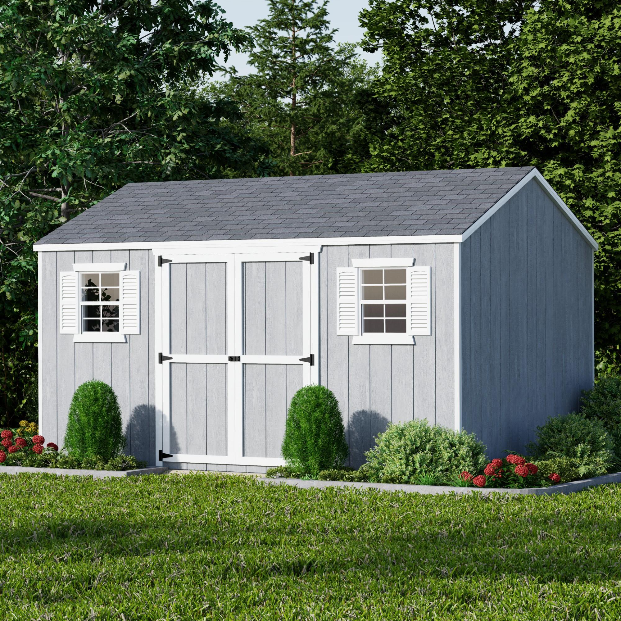 Little Cottage Co. 12x14 Value Workshop Shed with Operable Windows and Floor, Outdoor Wood Storage Do-It-Yourself Precut Kit