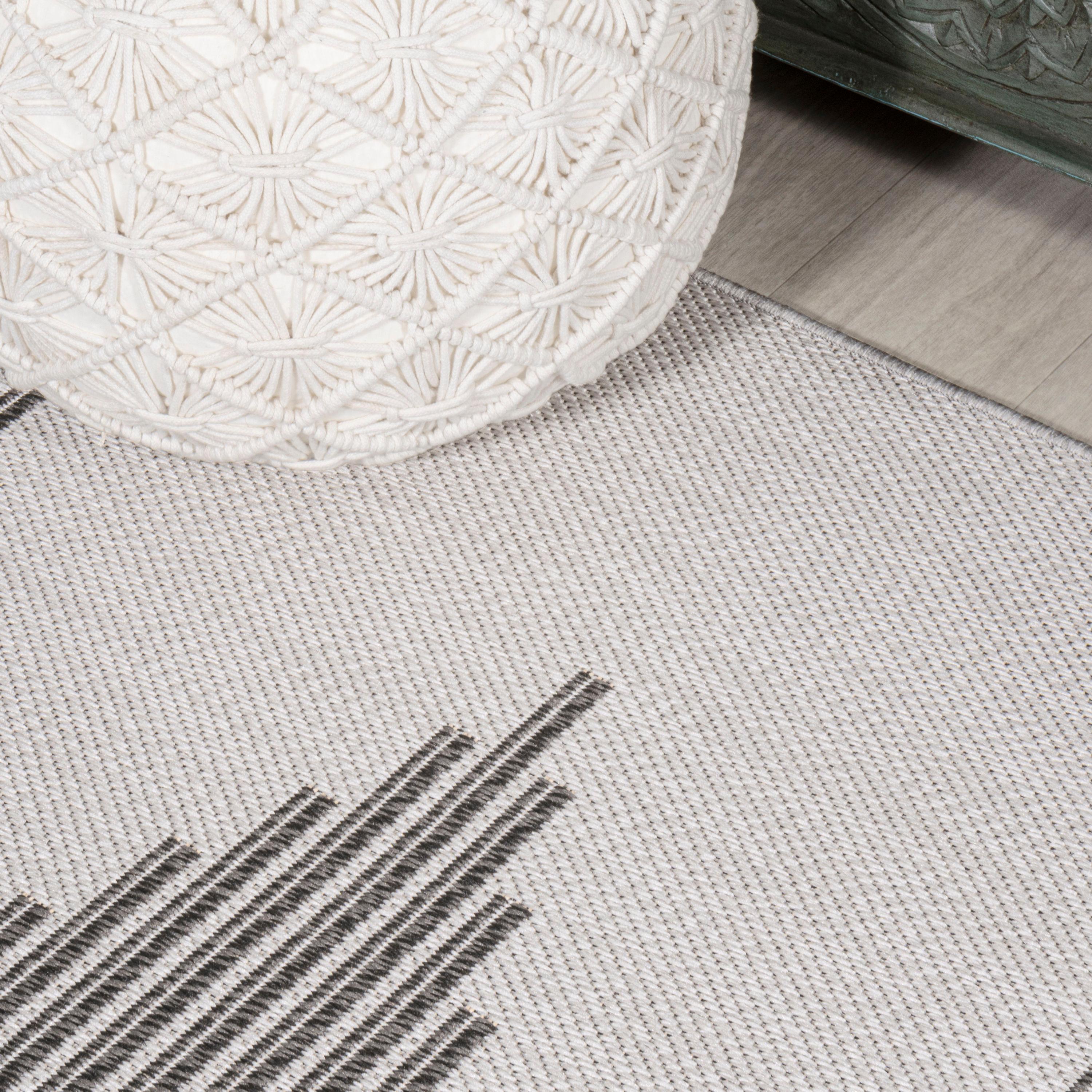 8' x 10' Vinales Diamond Stripe Indoor/Outdoor Area Rug, Light Gray/Black - JONATHAN Y