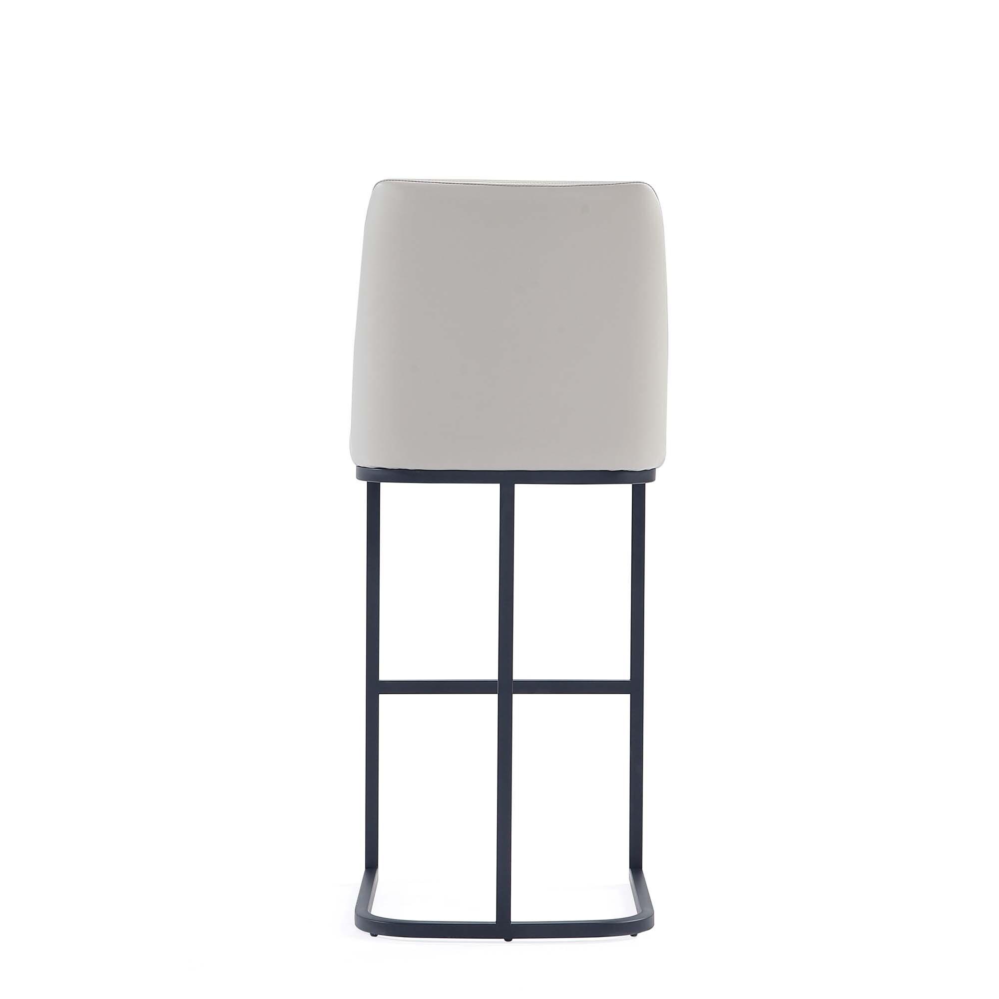 Manhattan Comfort Serena Leatherette Upholstered Metal Barstool Light Gray: Sled Base, Padded Back, Fixed Height 29.13"