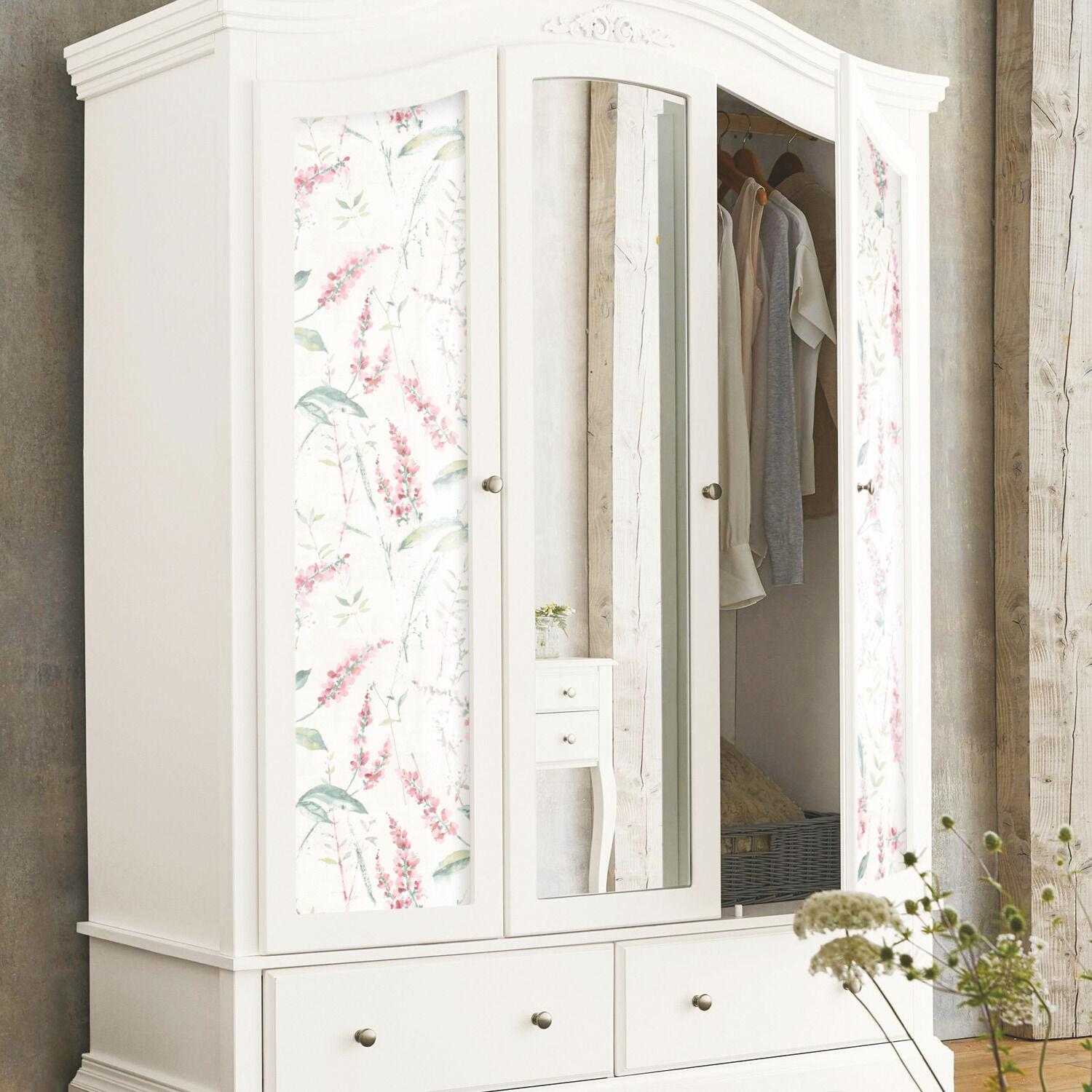 RoomMates Floral Sprig Peel and Stick Wallpaper Pink: Removable Vinyl Botanical Self-Adhesive, 28.2 Sq Ft Coverage