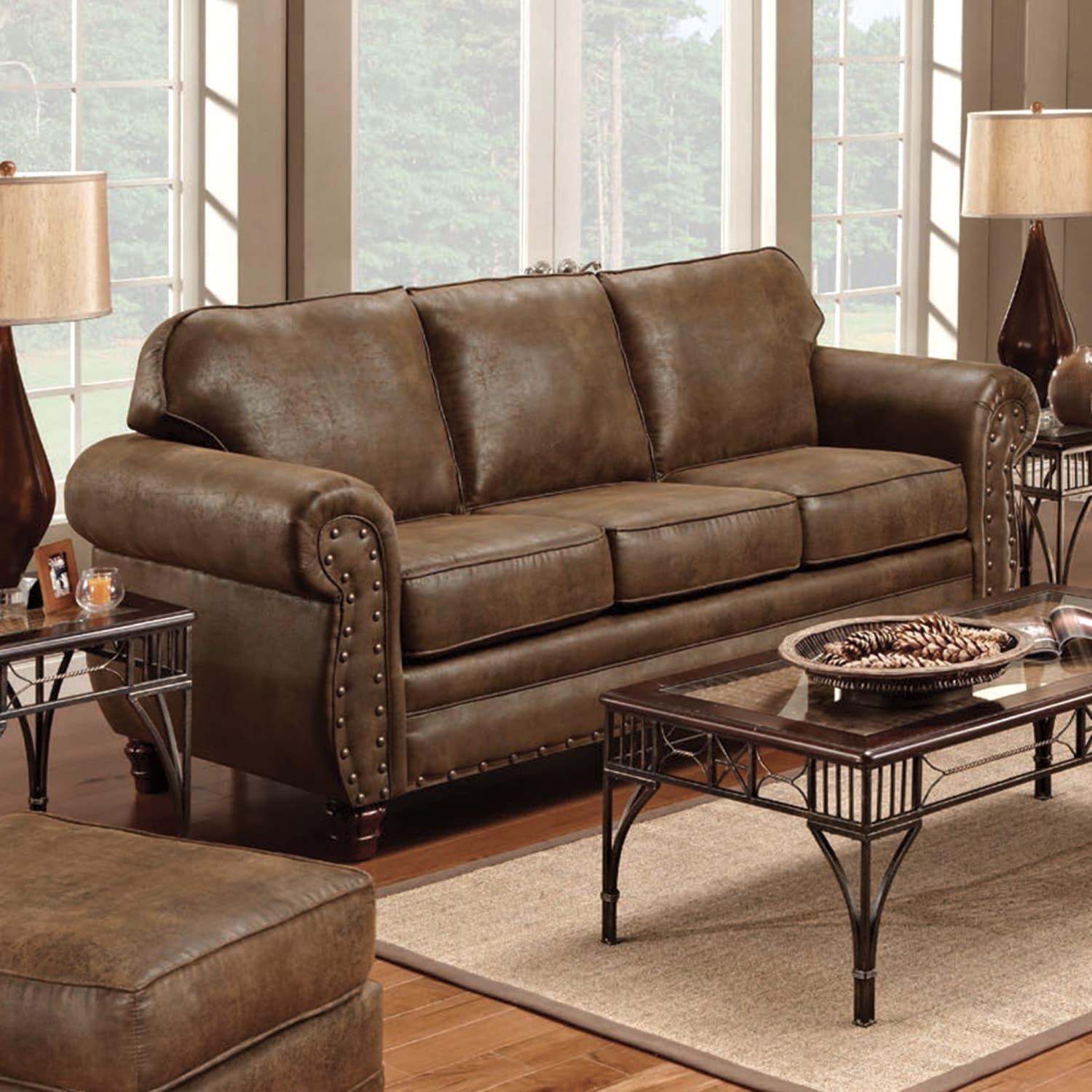 American Furniture Classics Traditional Microfiber Sedona Sofa in Brown